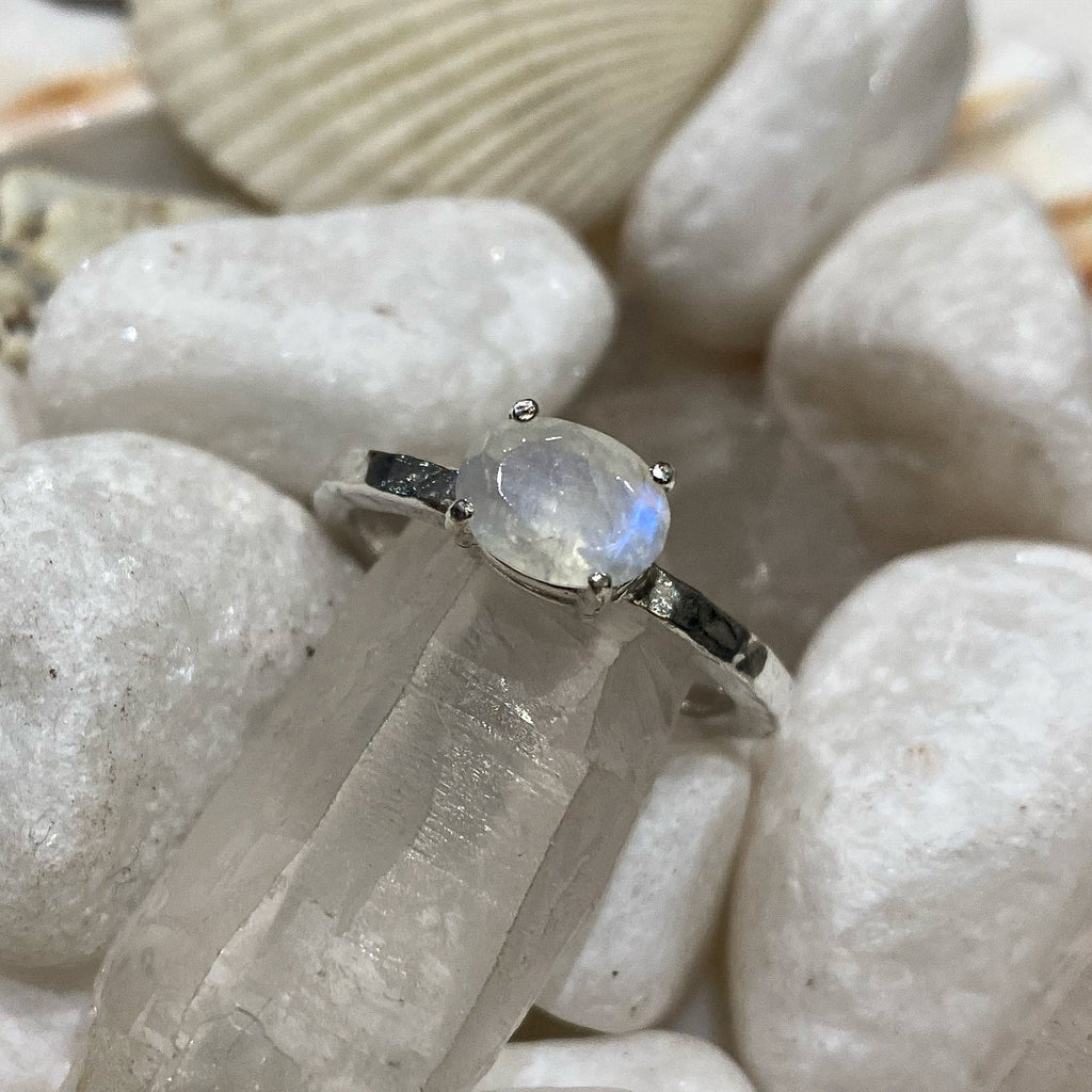 Baby Rainbow Moonstone Ring in Sterling Silver