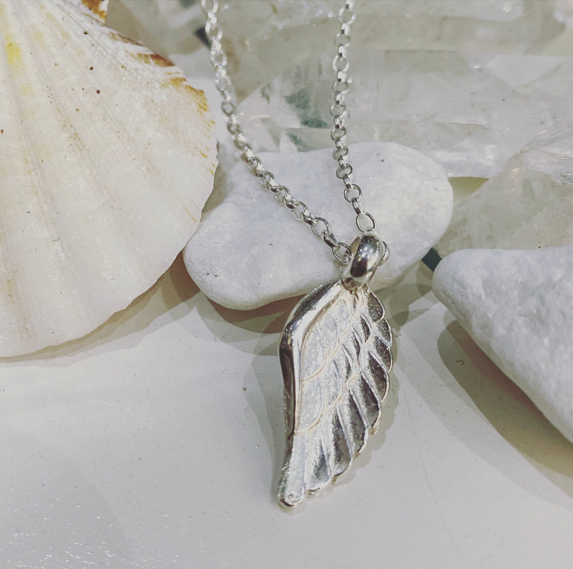 Lucky Charm Angel Wing Necklace in Recycled Sterling Silver