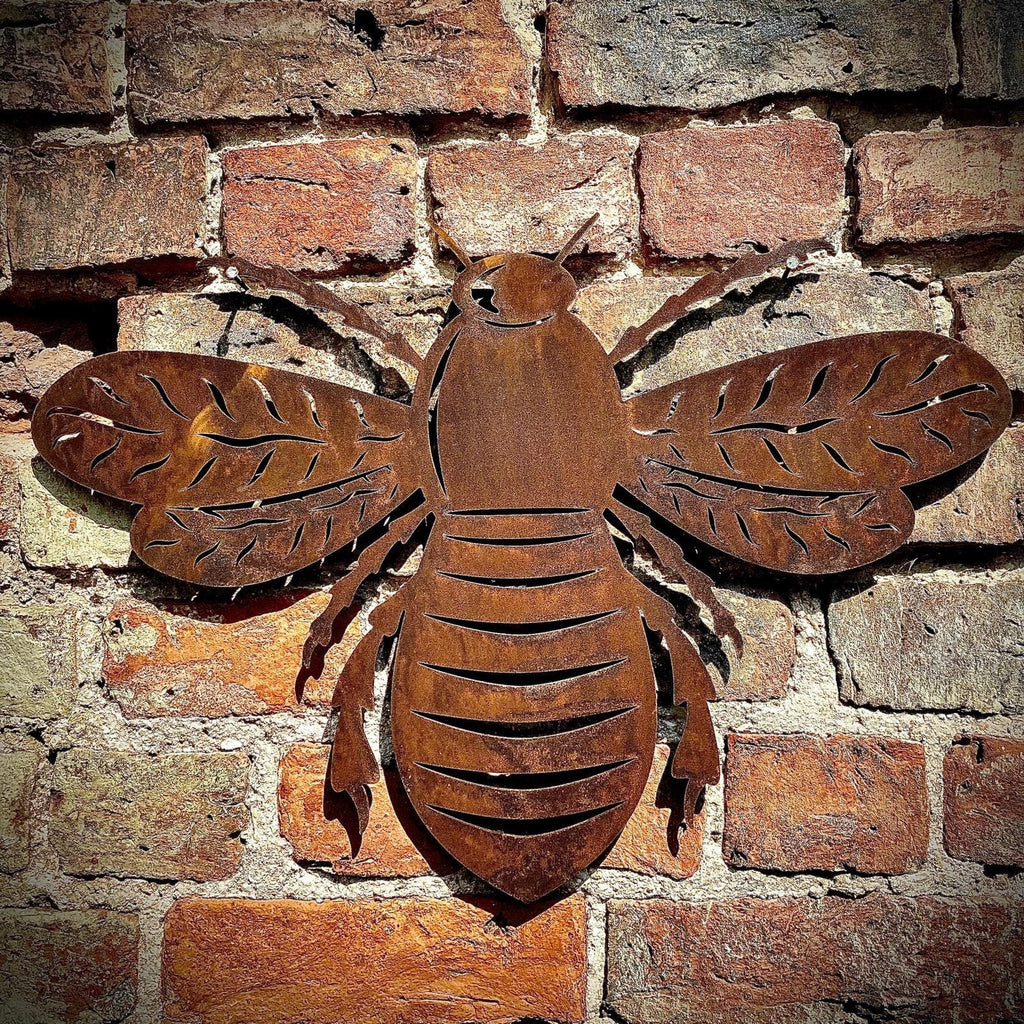 Large Rusty Metal Bee Wall Plaque