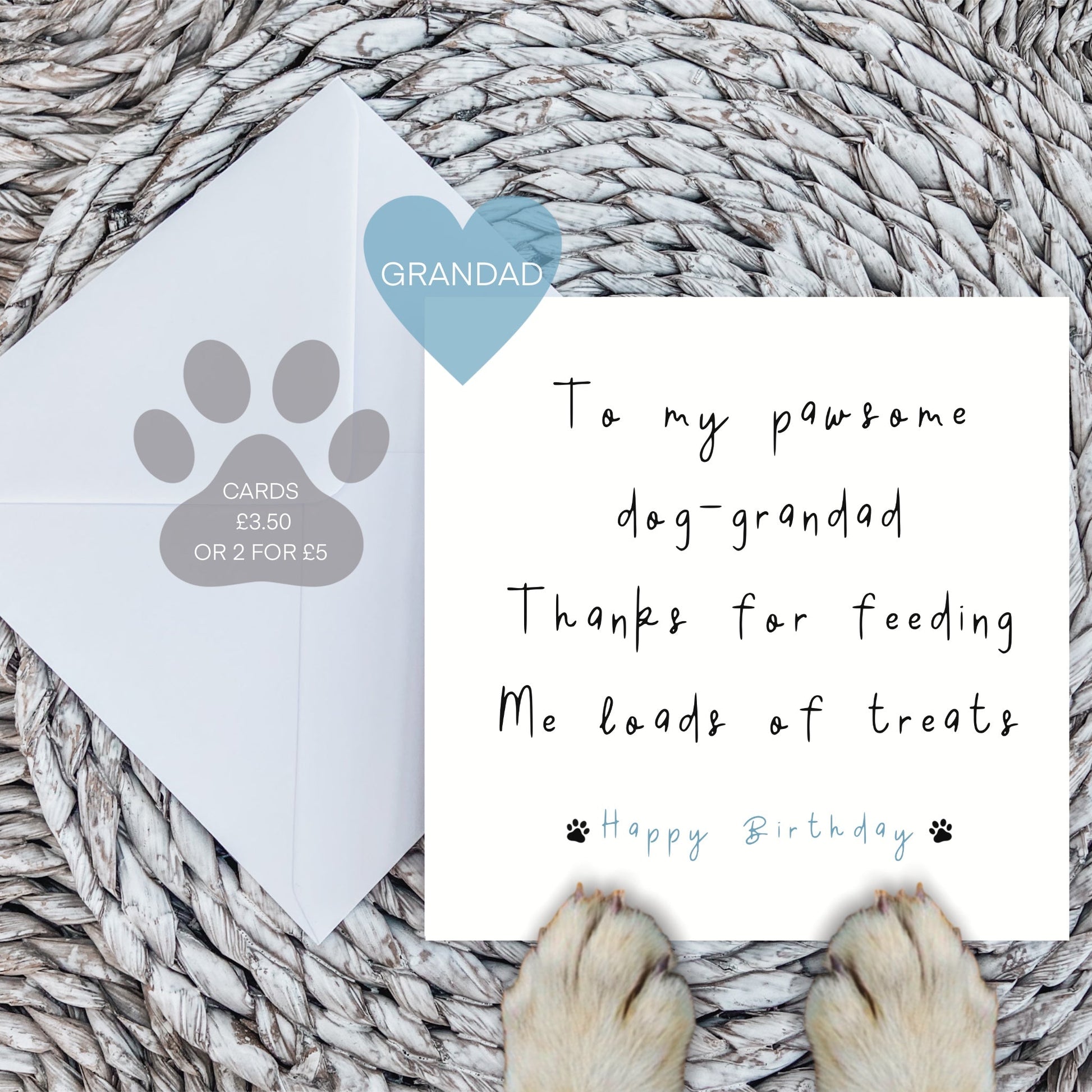 To My Pawsome Dog Grandad Birthday Card
