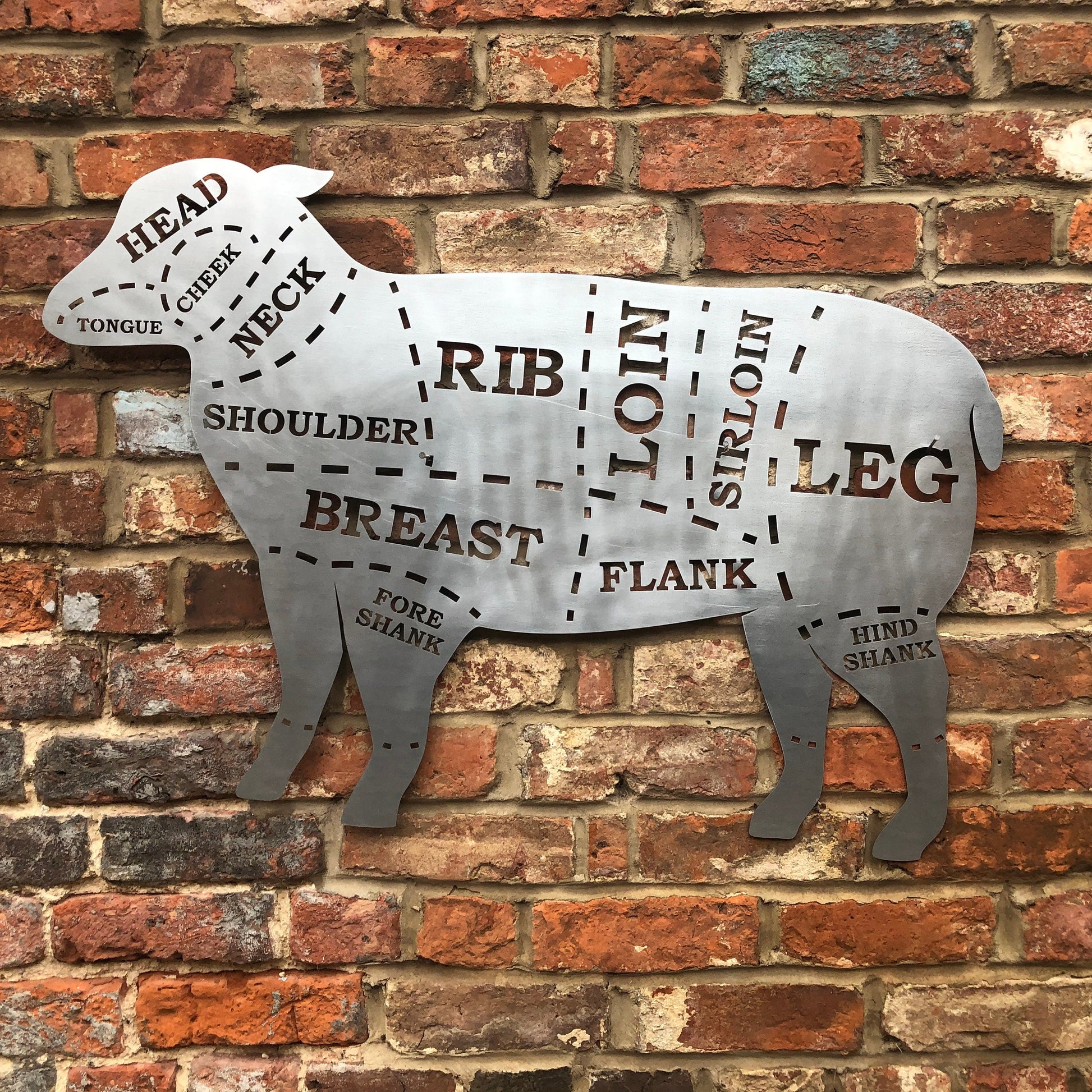Large Galvanized Steel Butchers Lamb Wall Decoration