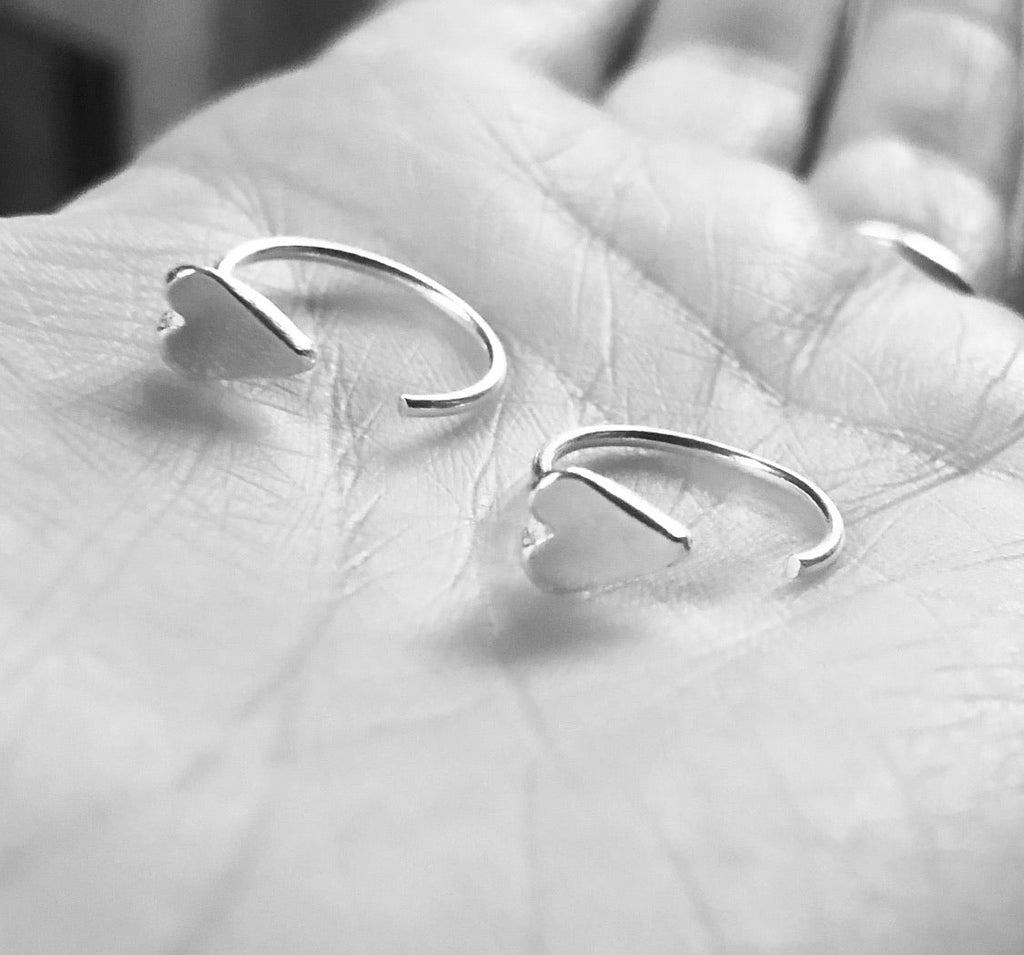 Sterling Silver Midi Heart Hooks