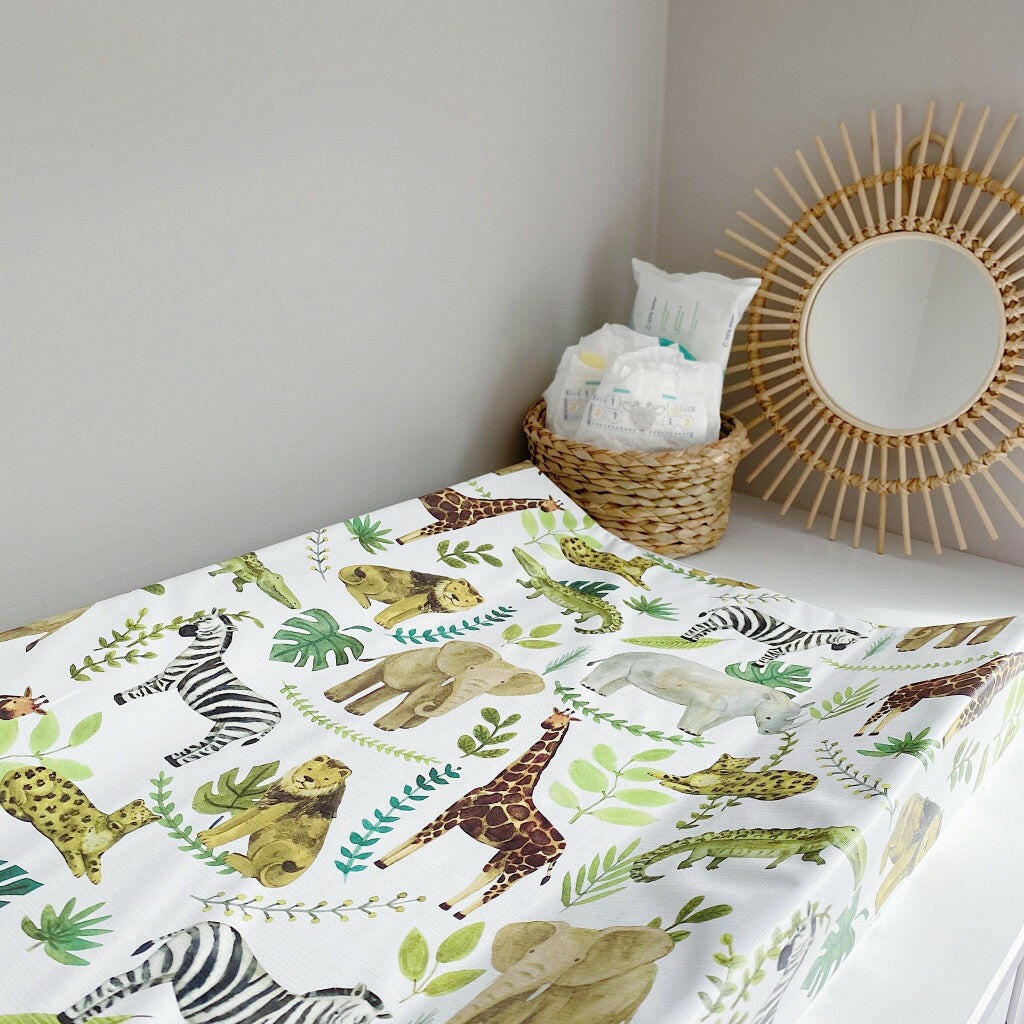 Anti-Roll Wedge Changing Mat - Safari Animals Print