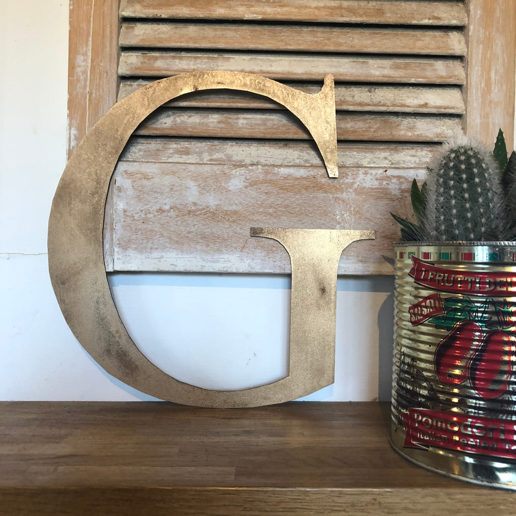 Distressed Gold Metal Letters A-Z 0-9 in 5 inch or 12 inch