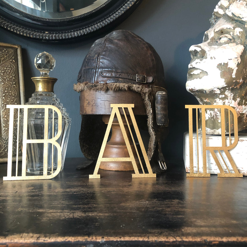 Gold Distressed Art Deco Metal Letters and Numbers 5 inch or 12 inch