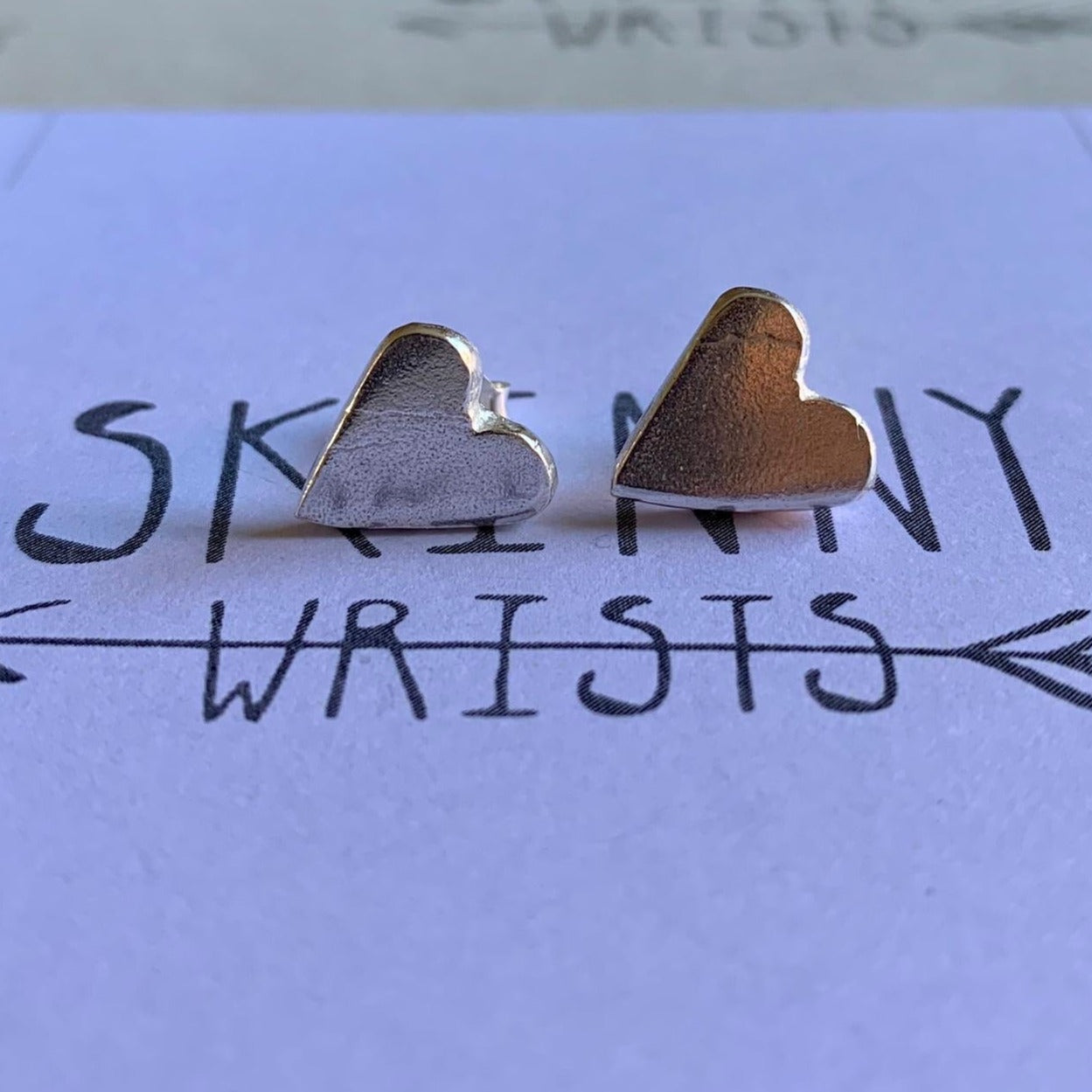 Large Heart Studs in Recycled Silver