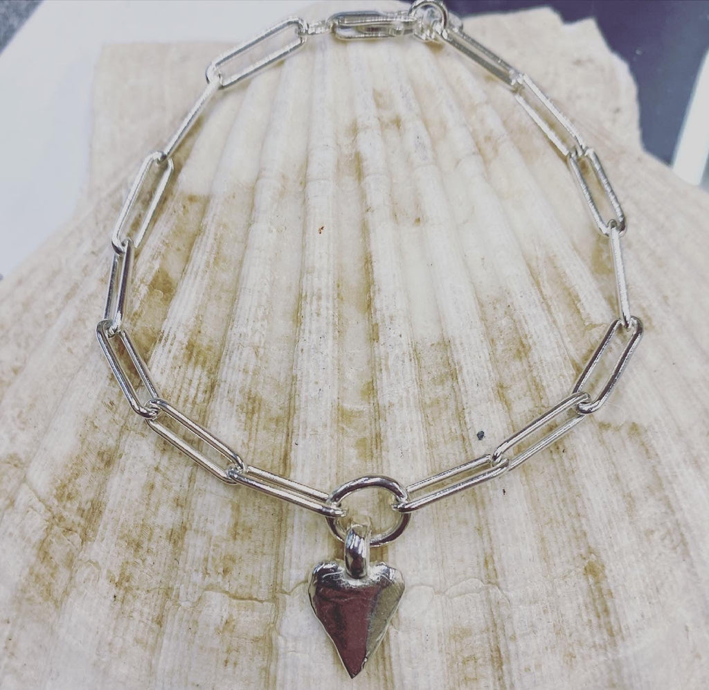 Heart Trace Chain Bracelet Sterling Silver