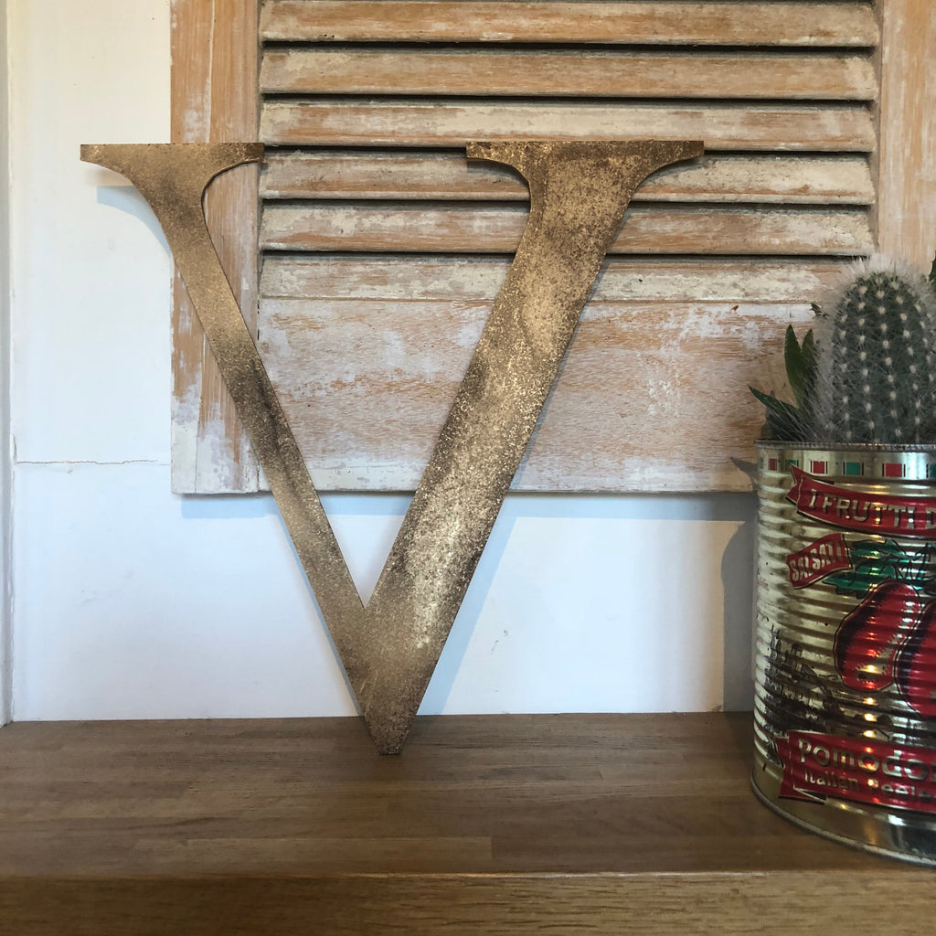 Distressed Gold Metal Letters A-Z 0-9 in 5 inch or 12 inch