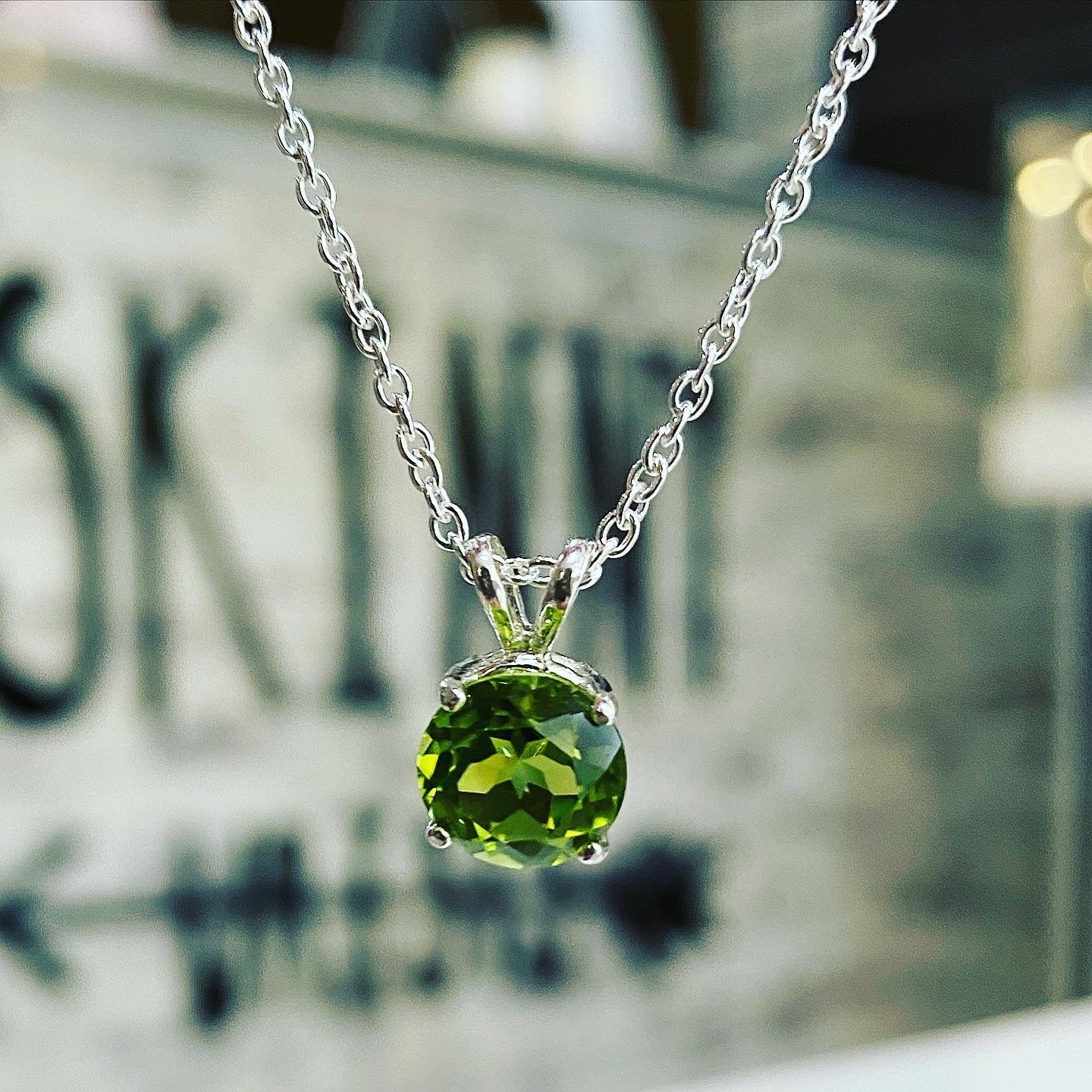 Peridot Treasured Necklace in Sterling Silver