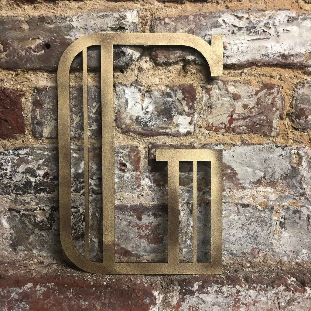 Gold Distressed Art Deco Metal Letters and Numbers 5 inch or 12 inch