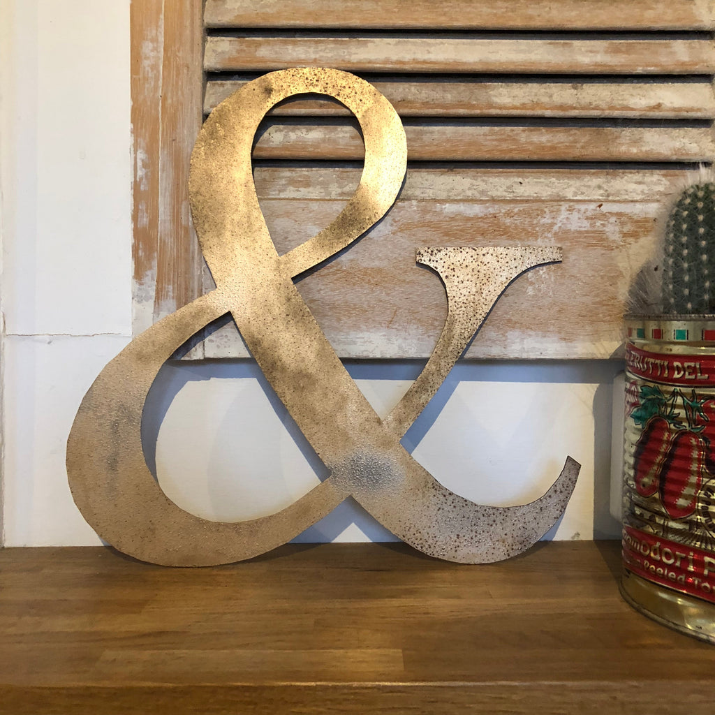 Distressed Gold Metal Letters A-Z 0-9 in 5 inch or 12 inch