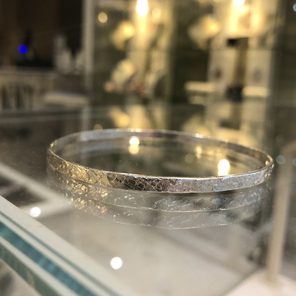 Textured Sterling Silver Full Bangle