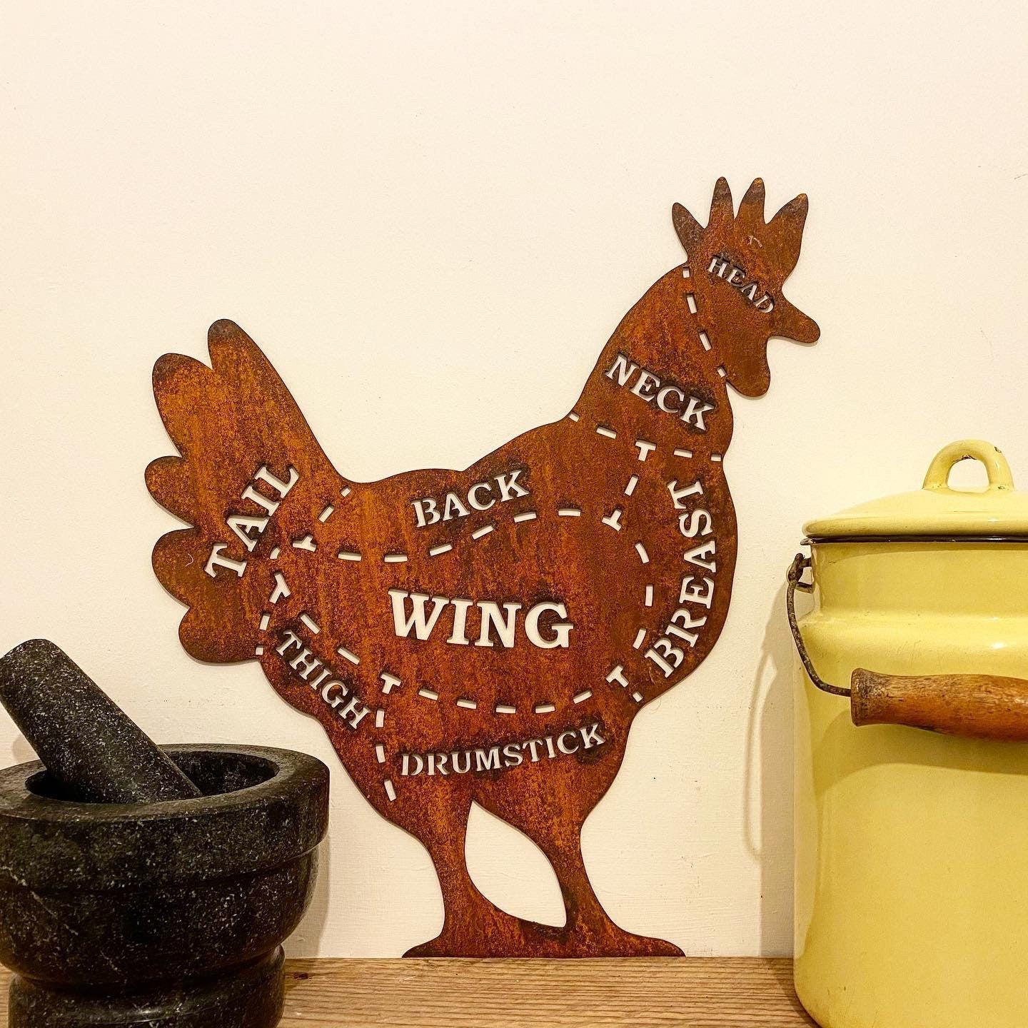 Rusty Metal Butchers Chicken Wall Art