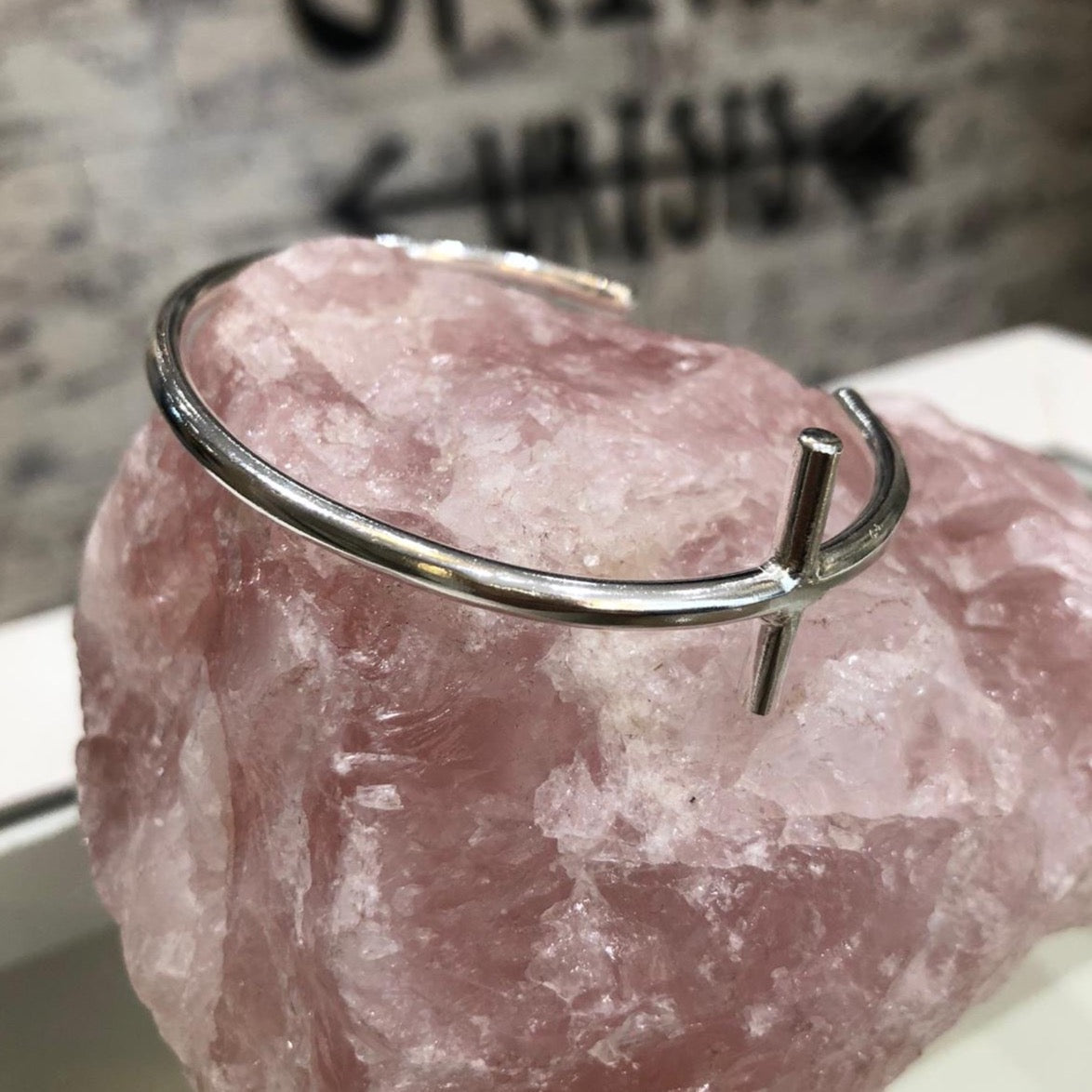 Adjustable Cross Cuff Bangle in Sterling Silver