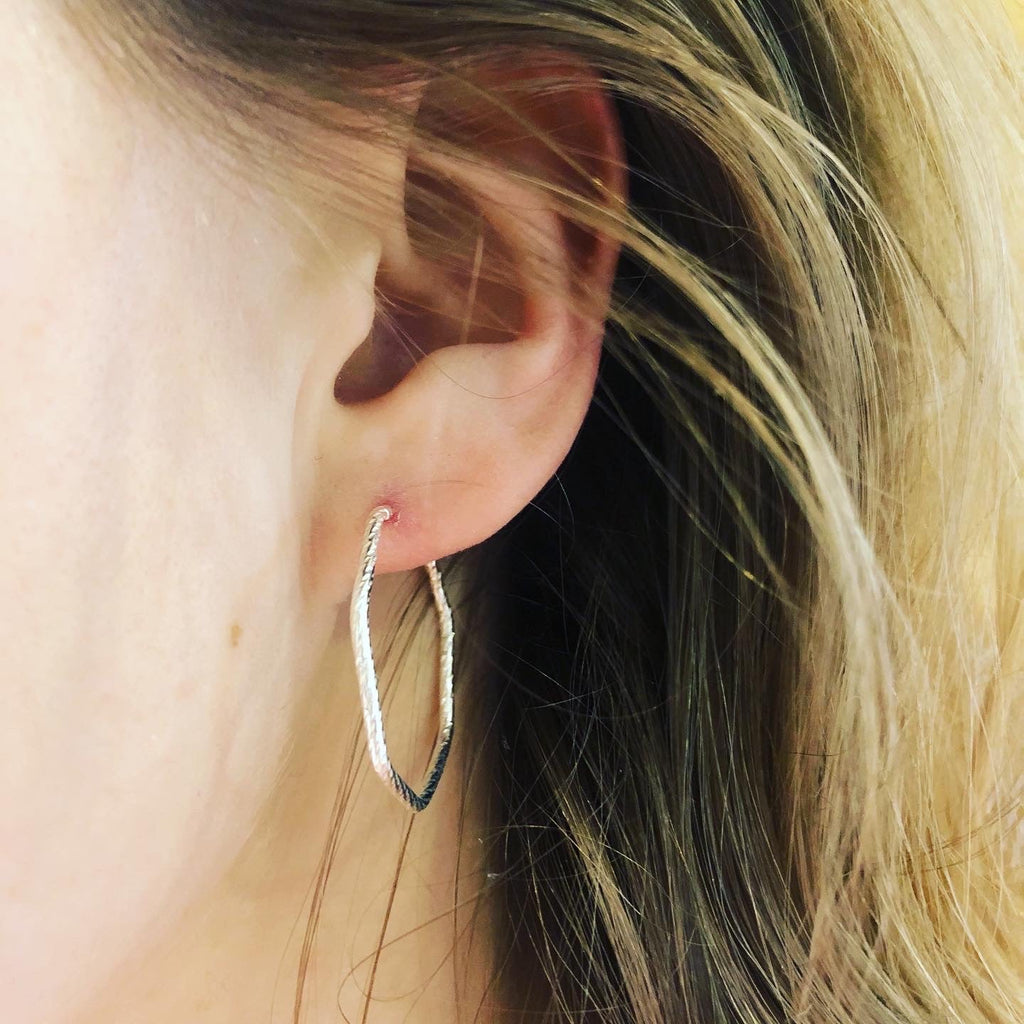 Hexagon Hoops in Sterling Silver