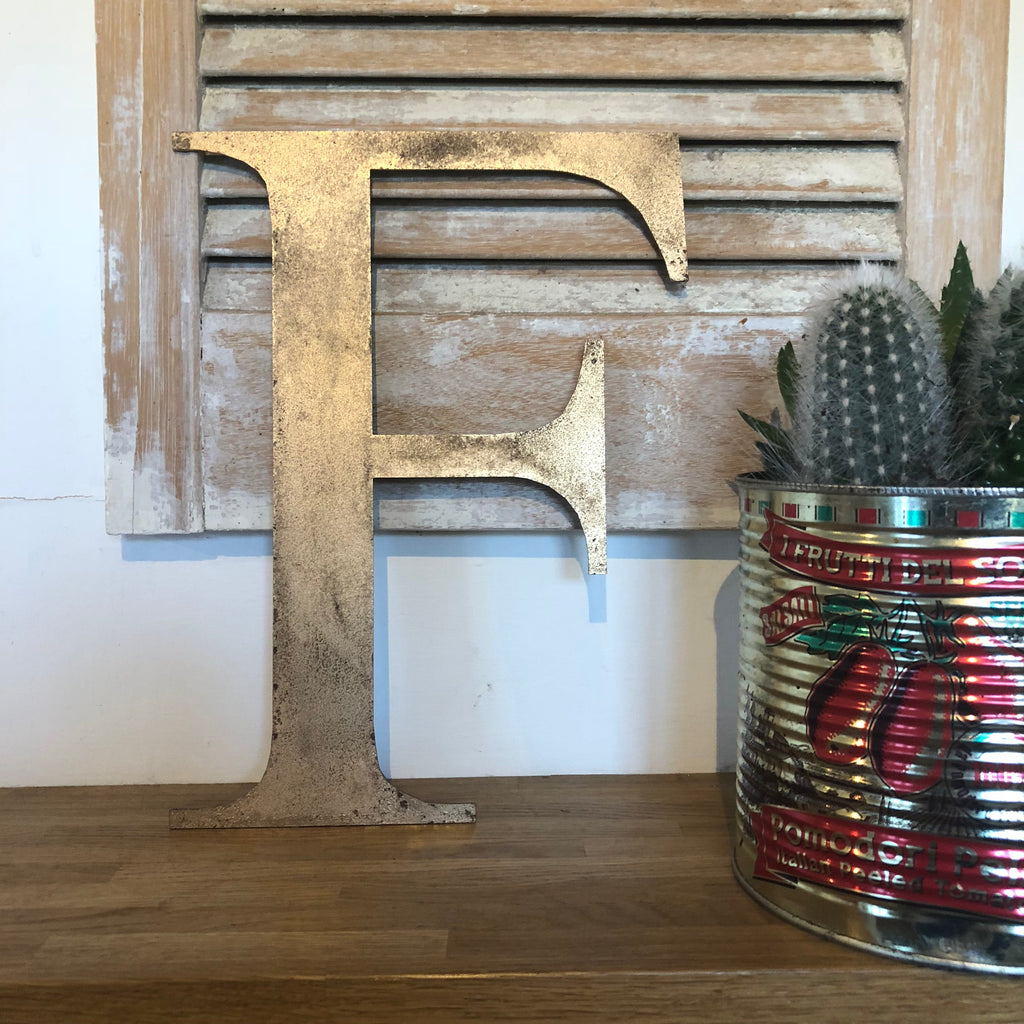 Distressed Gold Metal Letters A-Z 0-9 in 5 inch or 12 inch