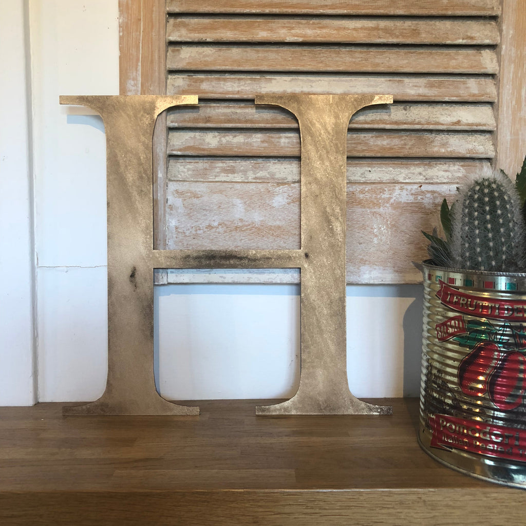 Distressed Gold Metal Letters A-Z 0-9 in 5 inch or 12 inch