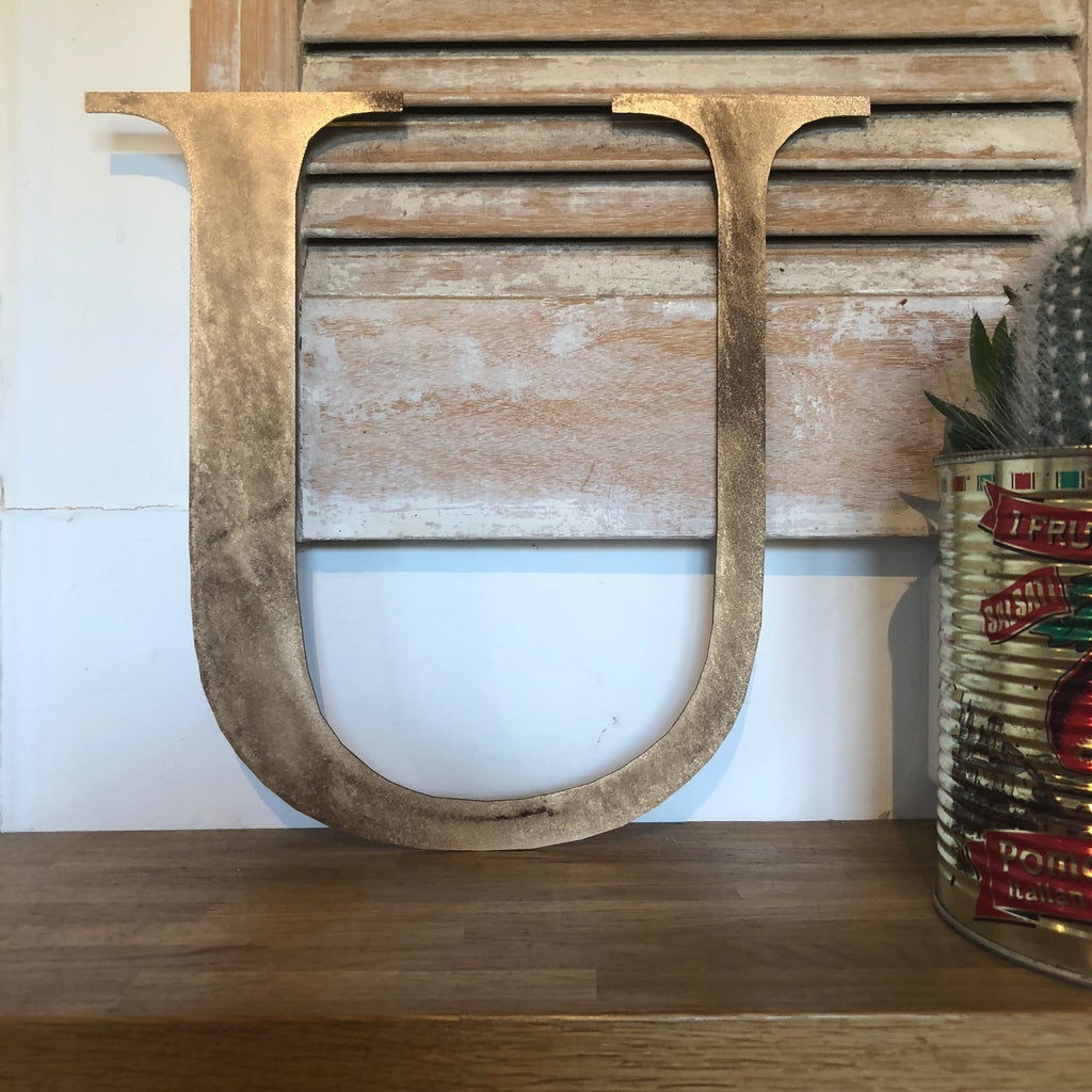 Distressed Gold Metal Letters A-Z 0-9 in 5 inch or 12 inch