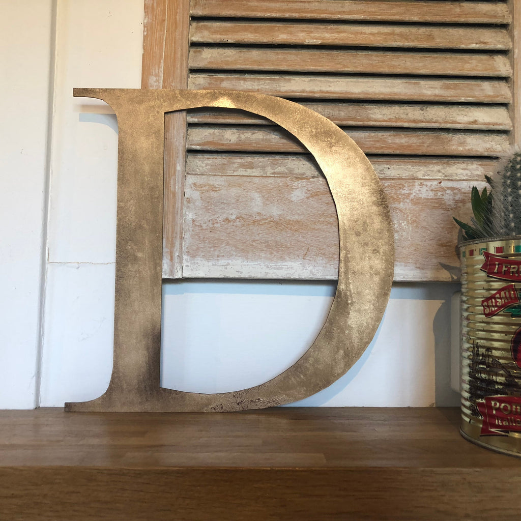 Distressed Gold Metal Letters A-Z 0-9 in 5 inch or 12 inch