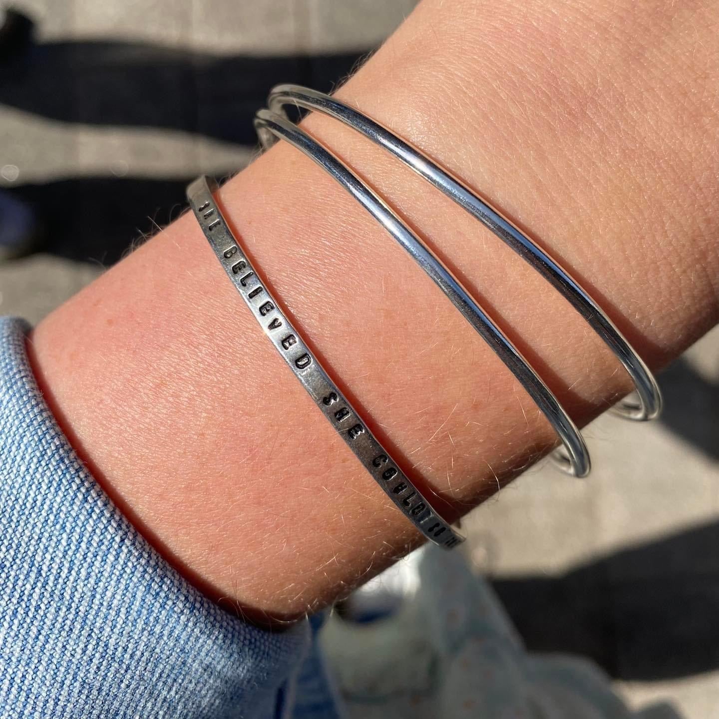 Full Skinny Personalised Sterling Silver Bangle