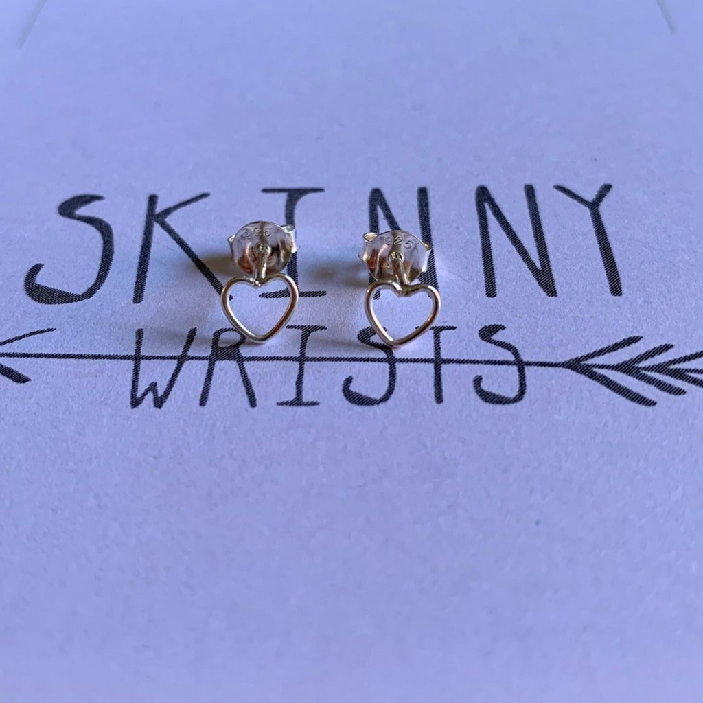 Mini Open Heart Studs in Sterling Silver