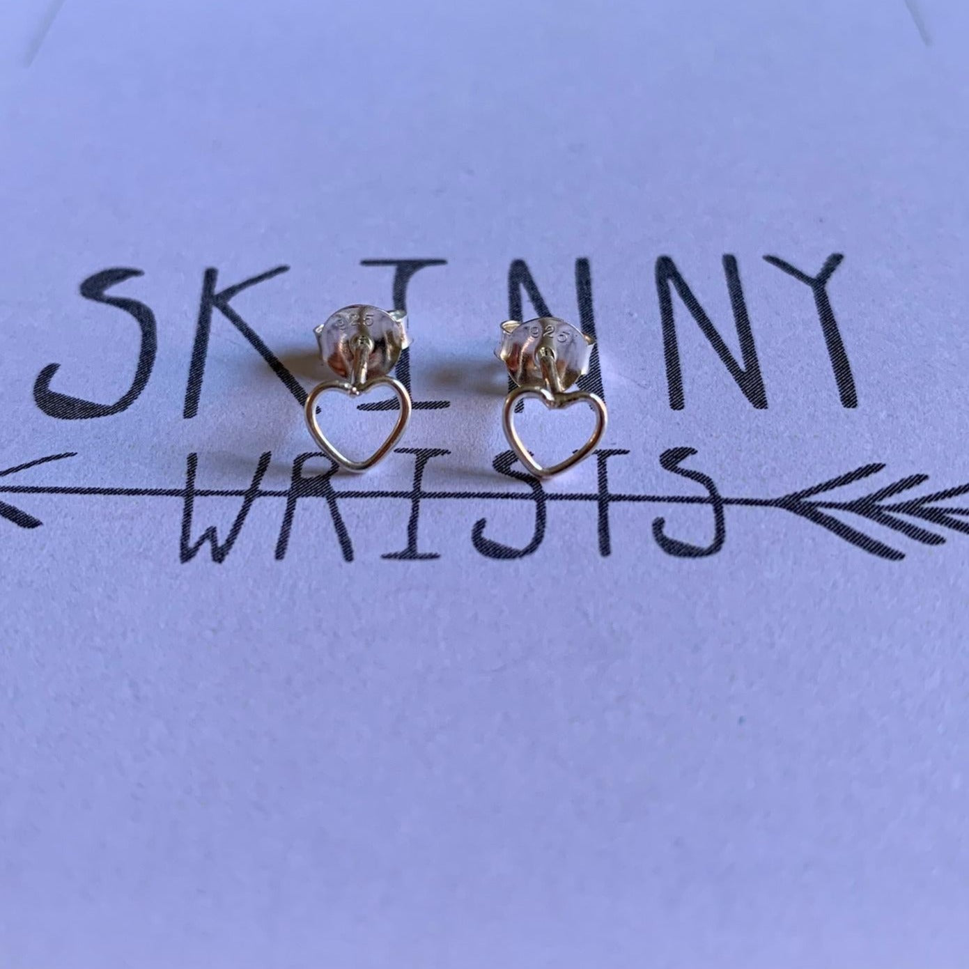 Mini Open Heart Studs in Sterling Silver