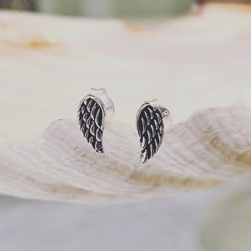 Sterling Silver Angel Wing Studs
