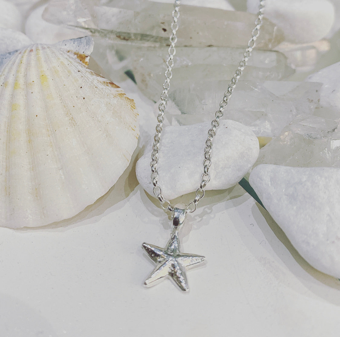 Lucky Charm Starfish Necklace in Sterling Silver