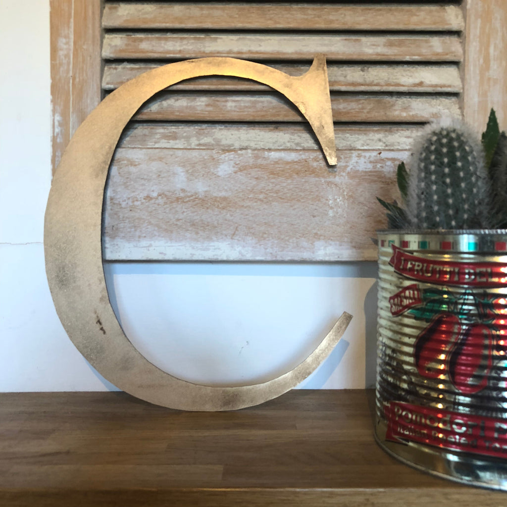 Distressed Gold Metal Letters A-Z 0-9 in 5 inch or 12 inch