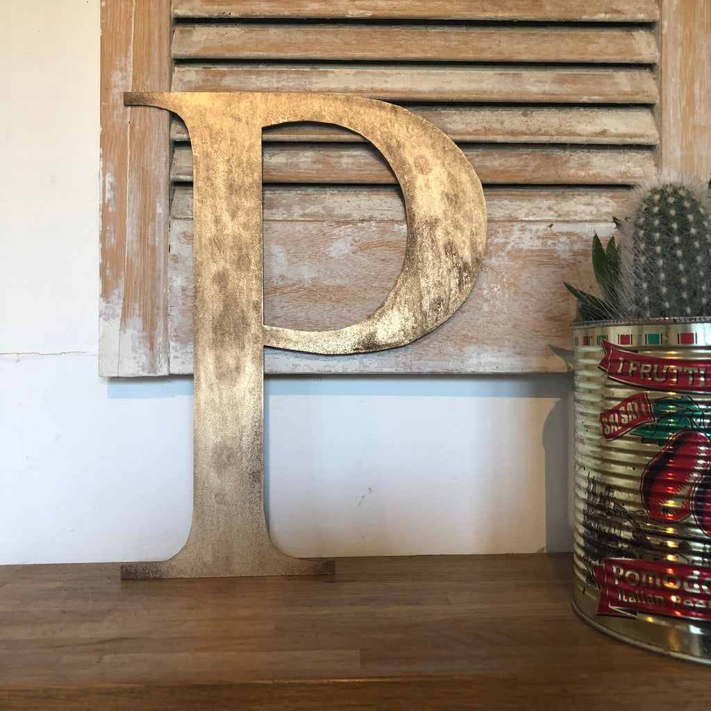 Distressed Gold Metal Letters A-Z 0-9 in 5 inch or 12 inch