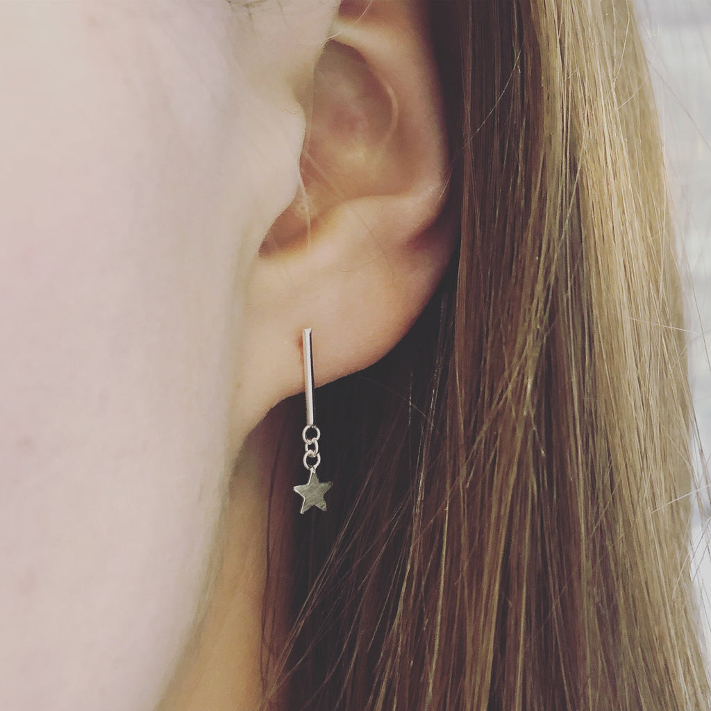 Star Bar Sterling Silver Studs