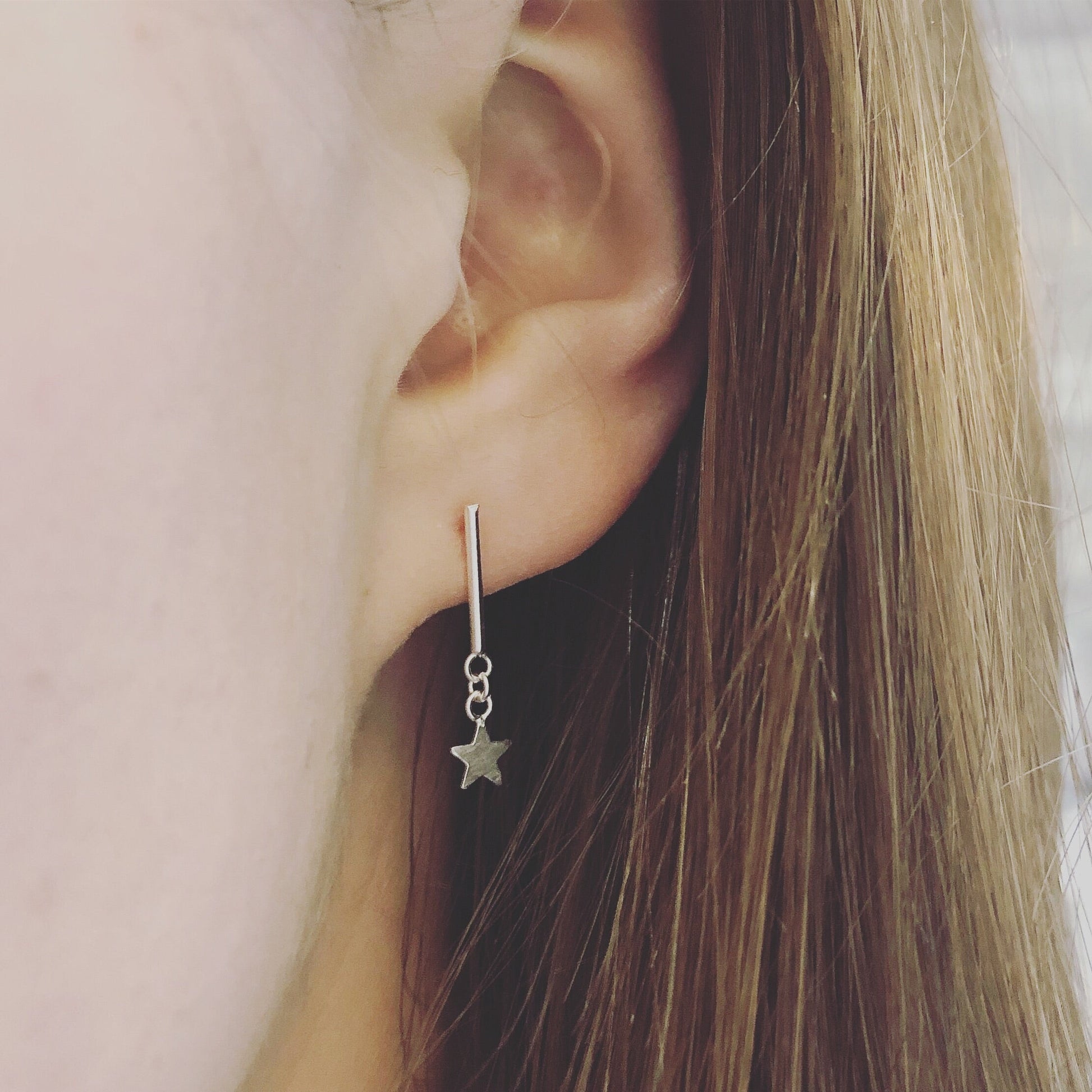 Star Bar Sterling Silver Studs