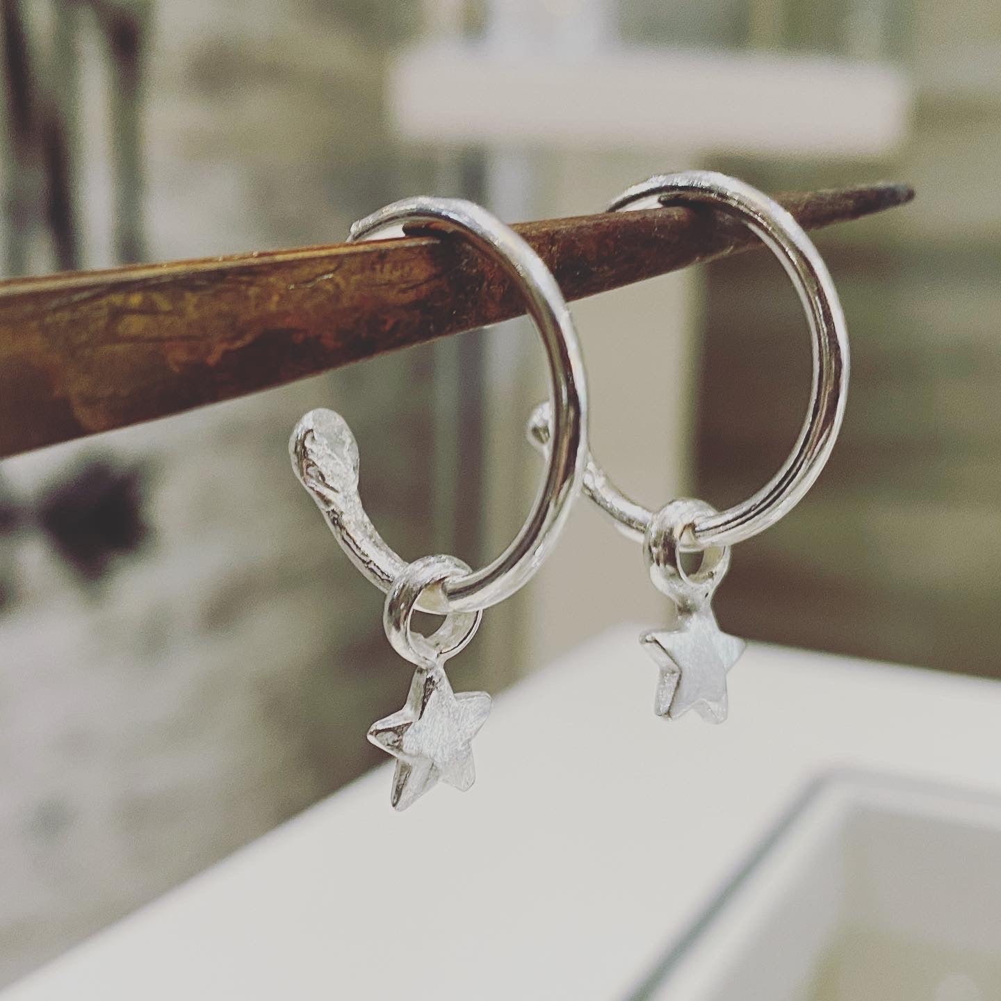 Baby Star Hoops in Sterling Silver