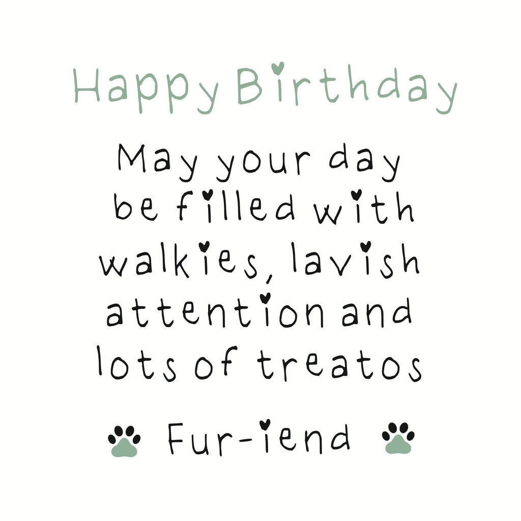 Happy Birthday Fur-iend Dog to Dog Birthday Card Green