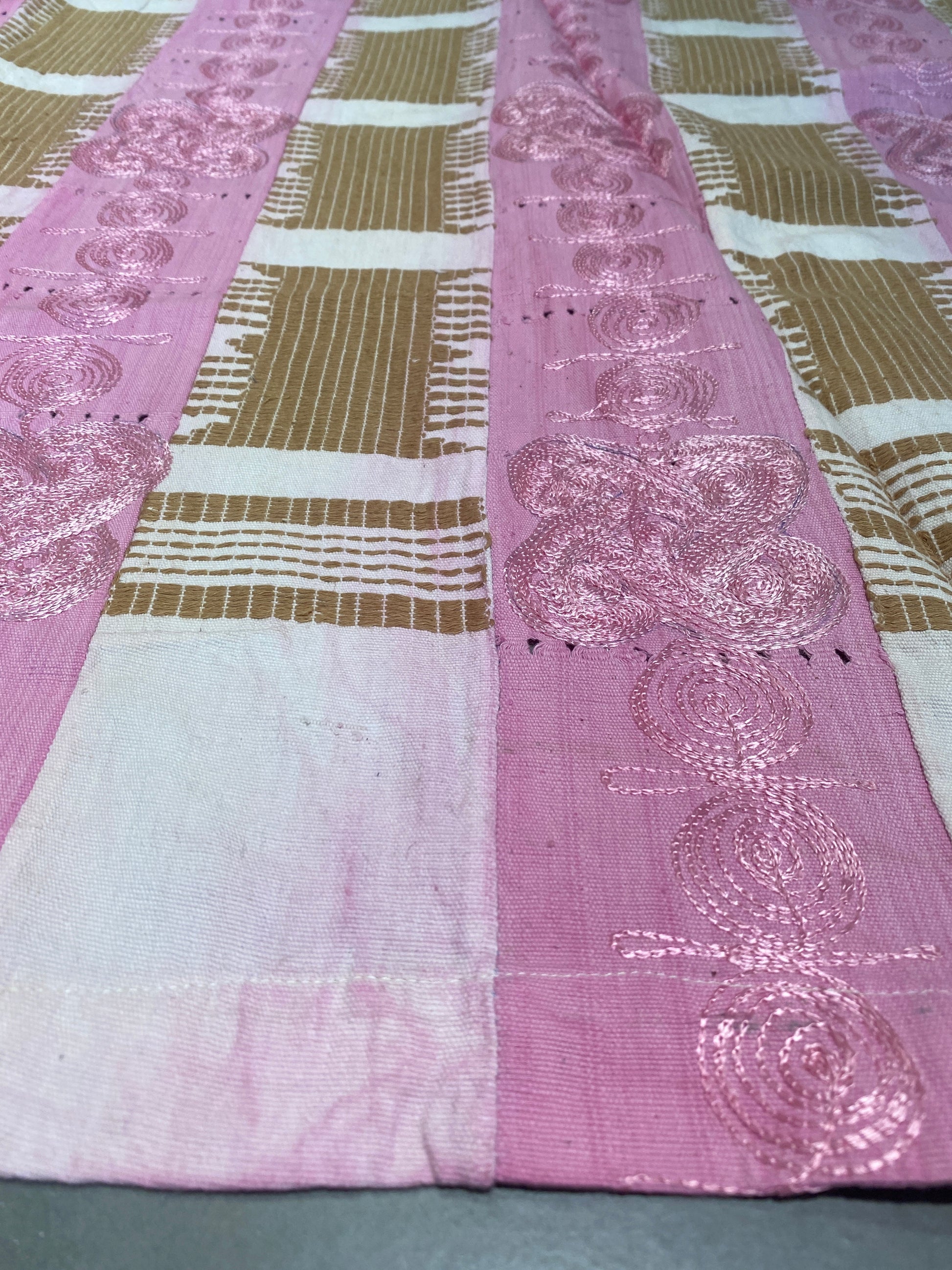 Aso Oke Cloth Throw 175x140cm Handstitched West African Textile
