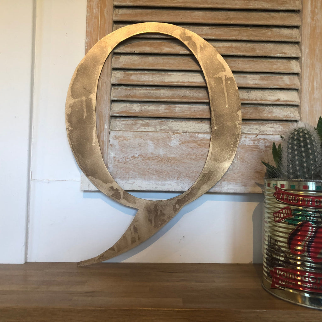 Distressed Gold Metal Letters A-Z 0-9 in 5 inch or 12 inch