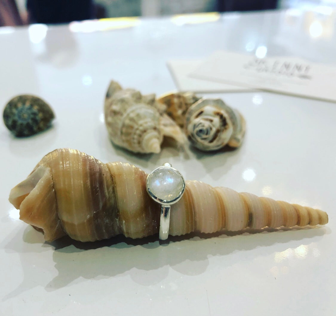 Rainbow Moonstone Ring in Sterling Silver