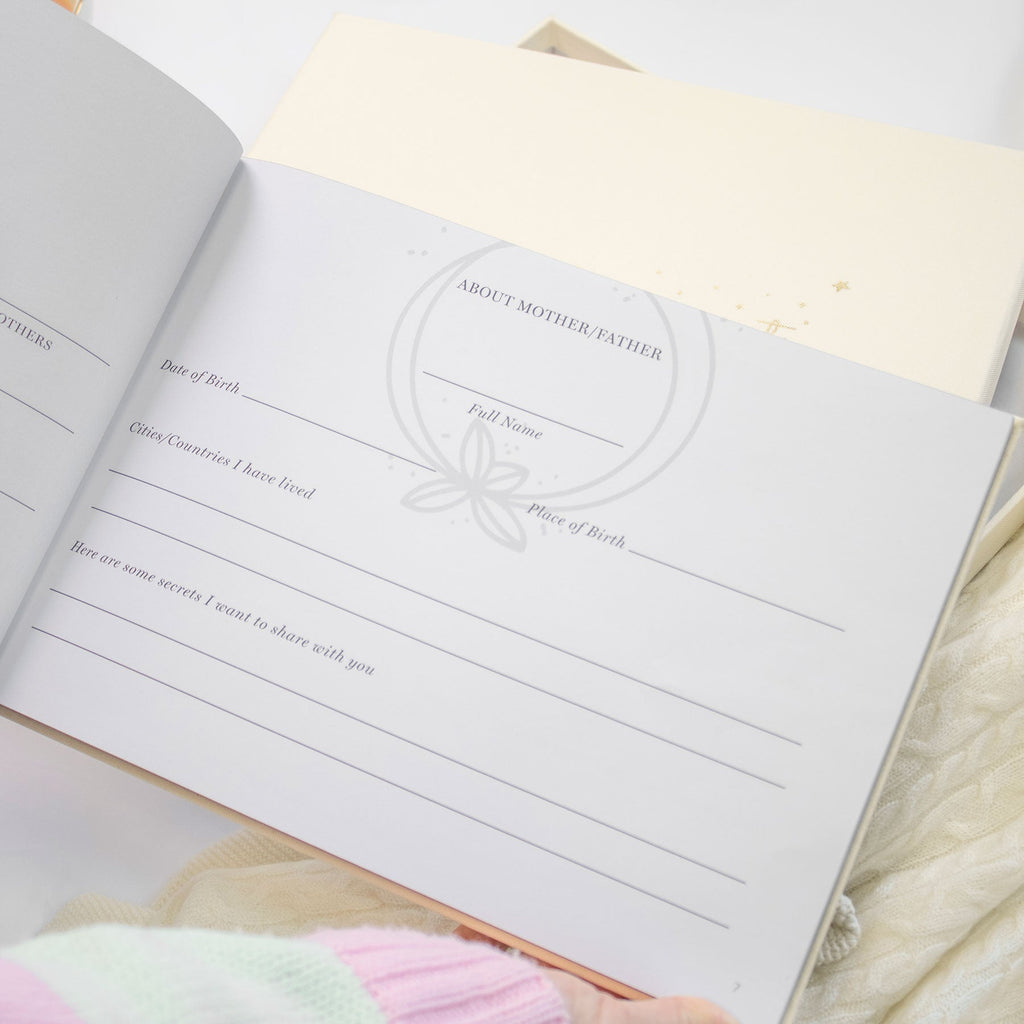 Luxury Baby Memory Book with Ivory Linen Cover