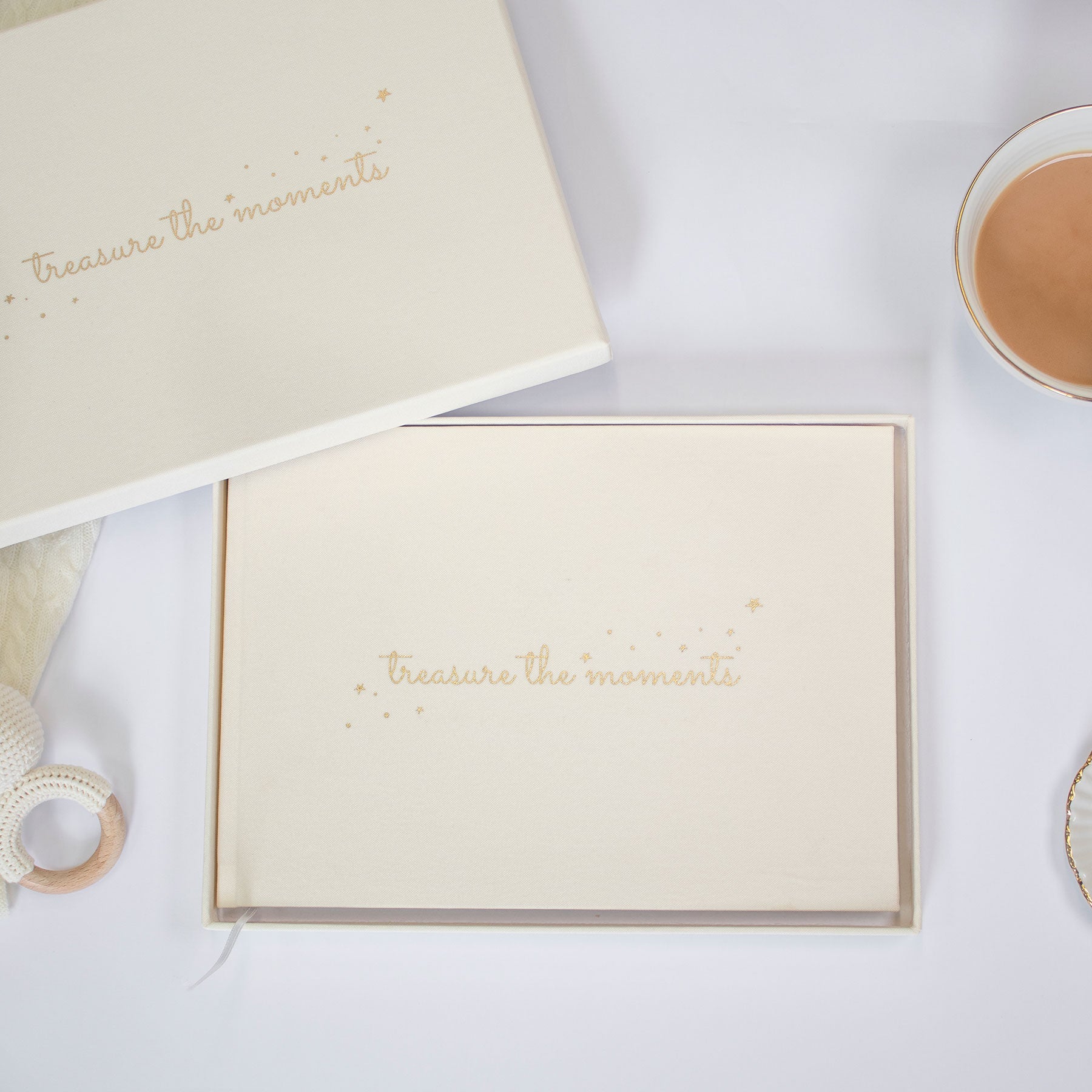 Luxury Baby Memory Book with Ivory Linen Cover