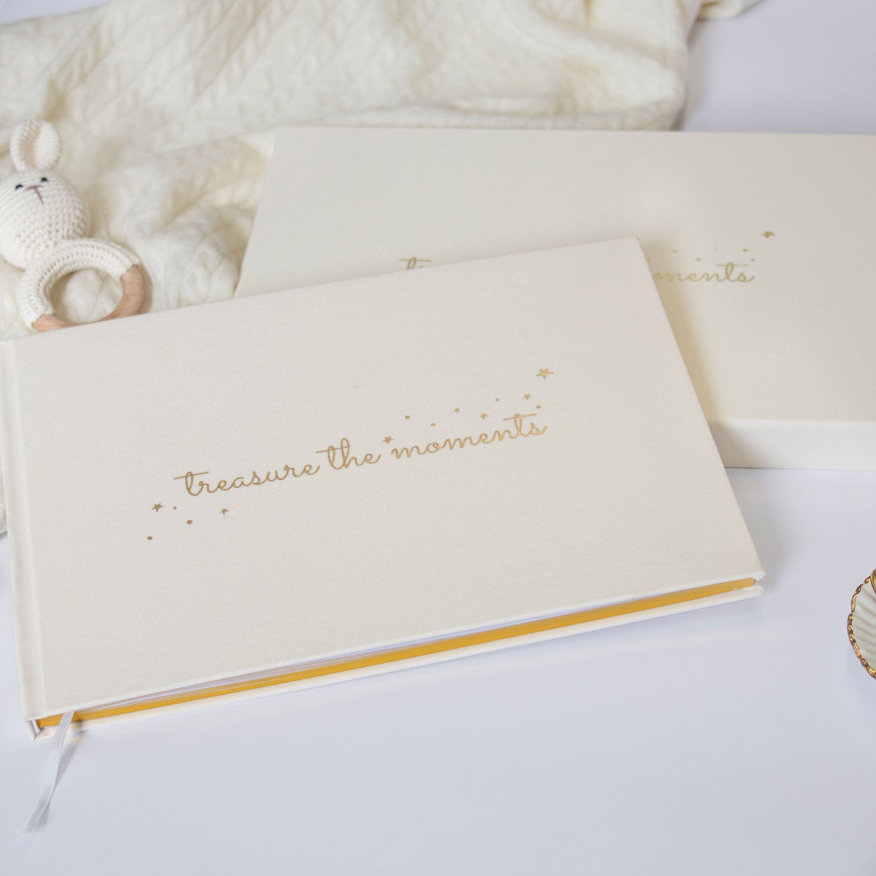 Luxury Baby Memory Book with Ivory Linen Cover