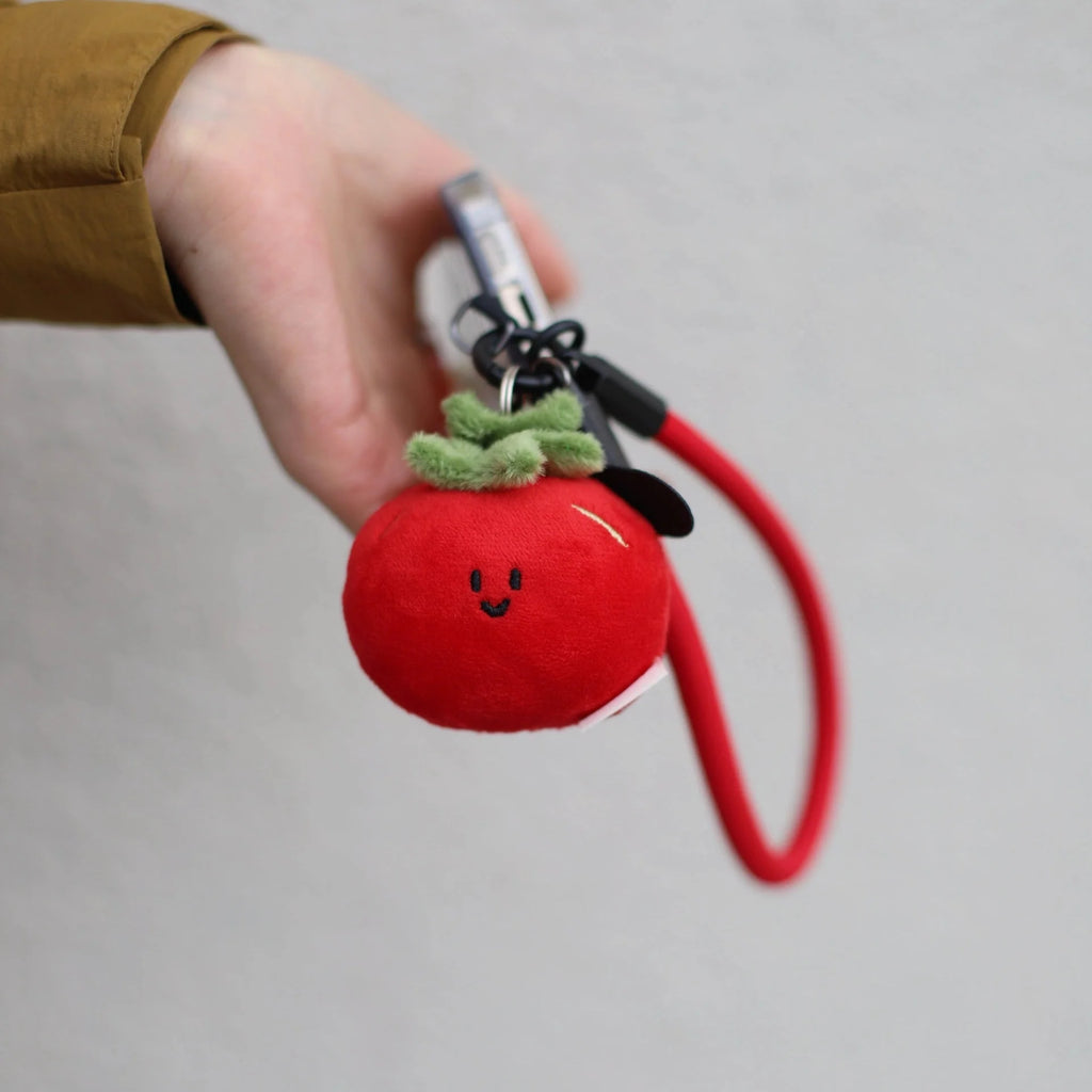 Mini Tomato Plush Bag Charm in Red and Green
