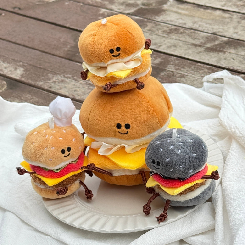Mini Burger Plush Toy with Clip