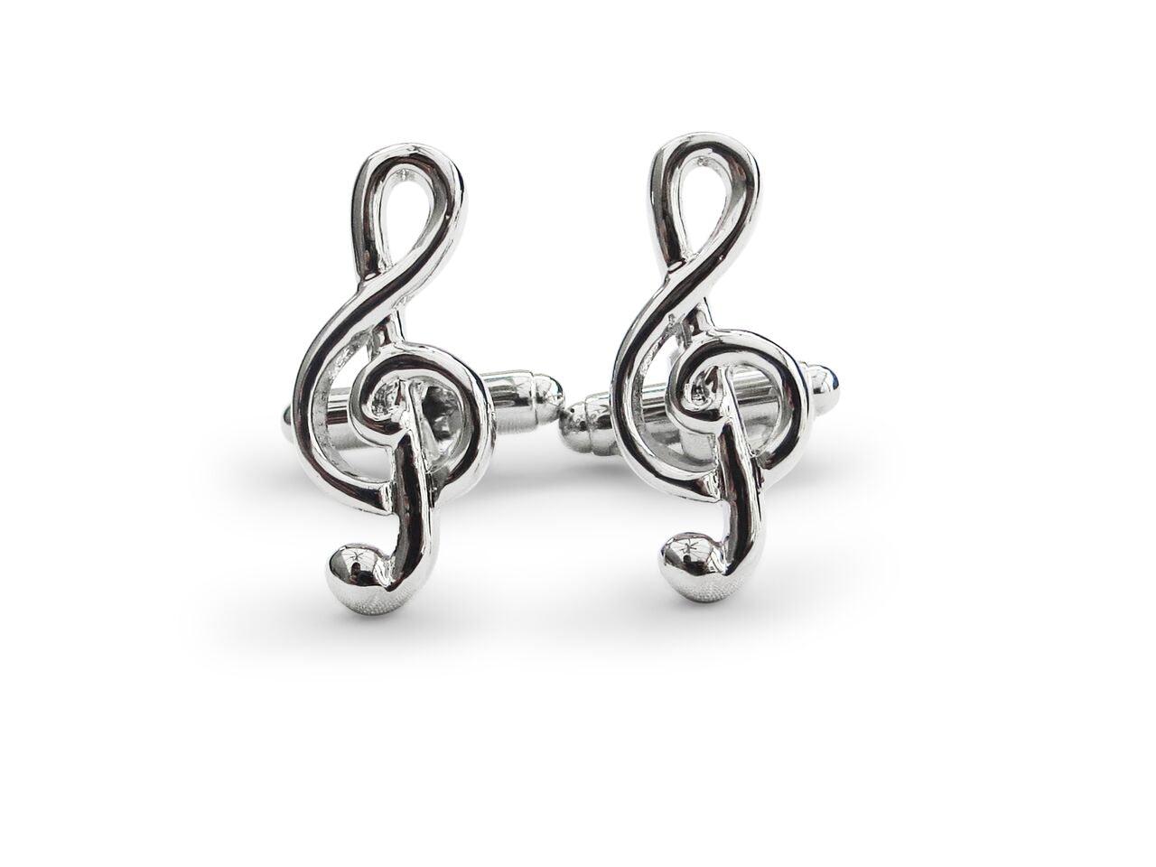 Treble Clef Silver Music Note Cufflinks