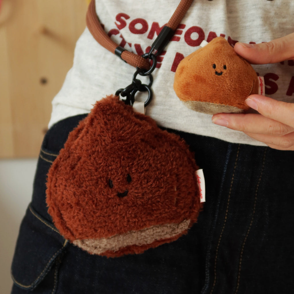 Mini Chestnut Plush Bag Charm in Warm Brown
