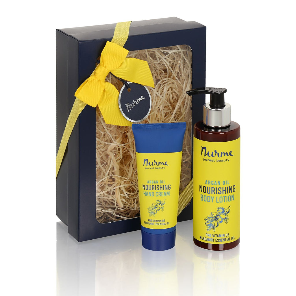 Nurme Argan Oil Hand Cream & Bergamot Body Milk Set – Eco-Friendly Skincare by Nurme at www.brixbailey.com
