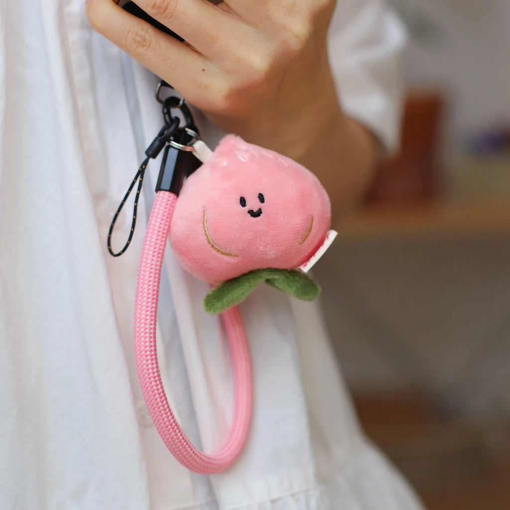 Mini Peach Plush Bag Charm in Pink