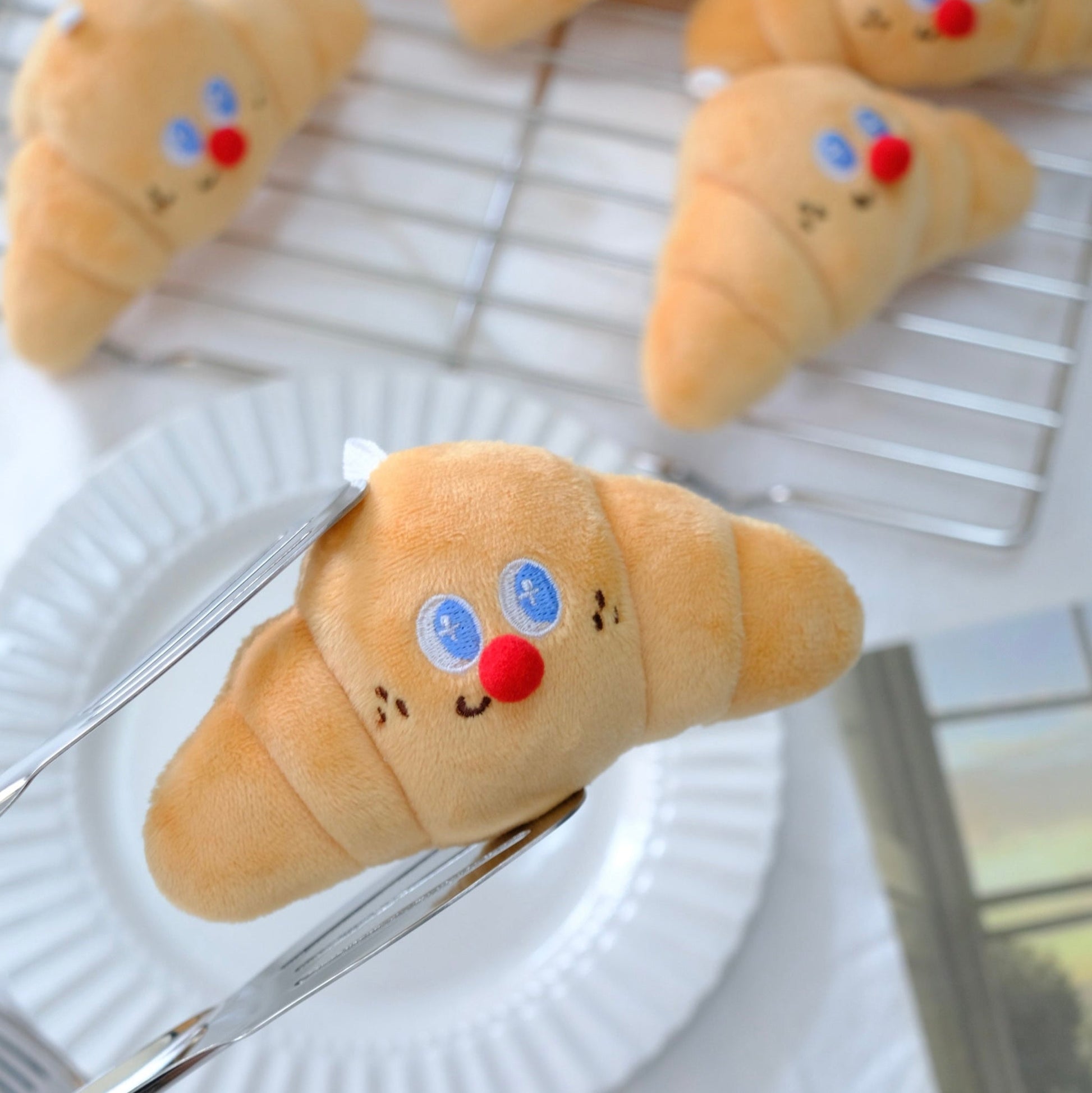 Croissant Plush Toy with Clip