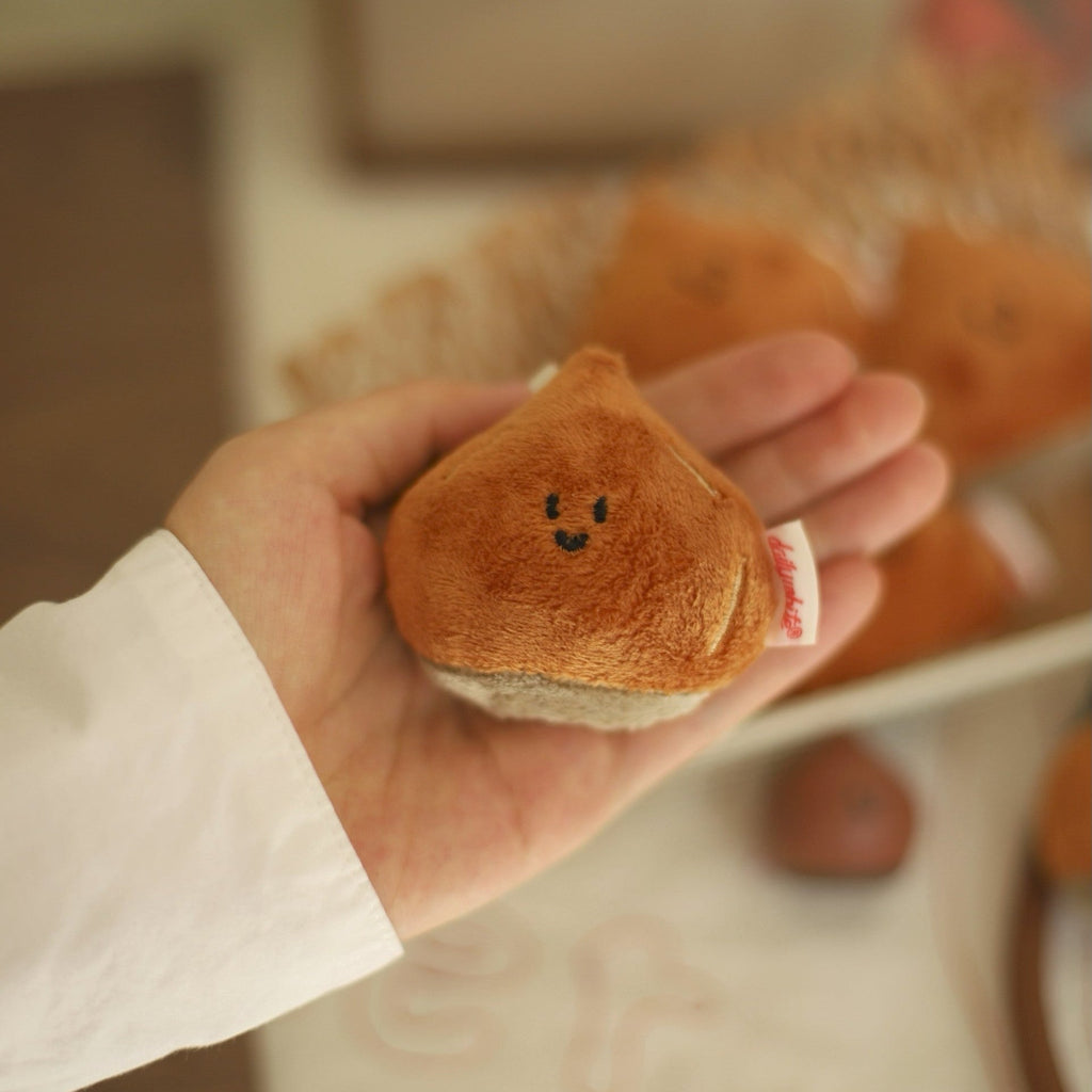 Mini Chestnut Plush Bag Charm in Warm Brown