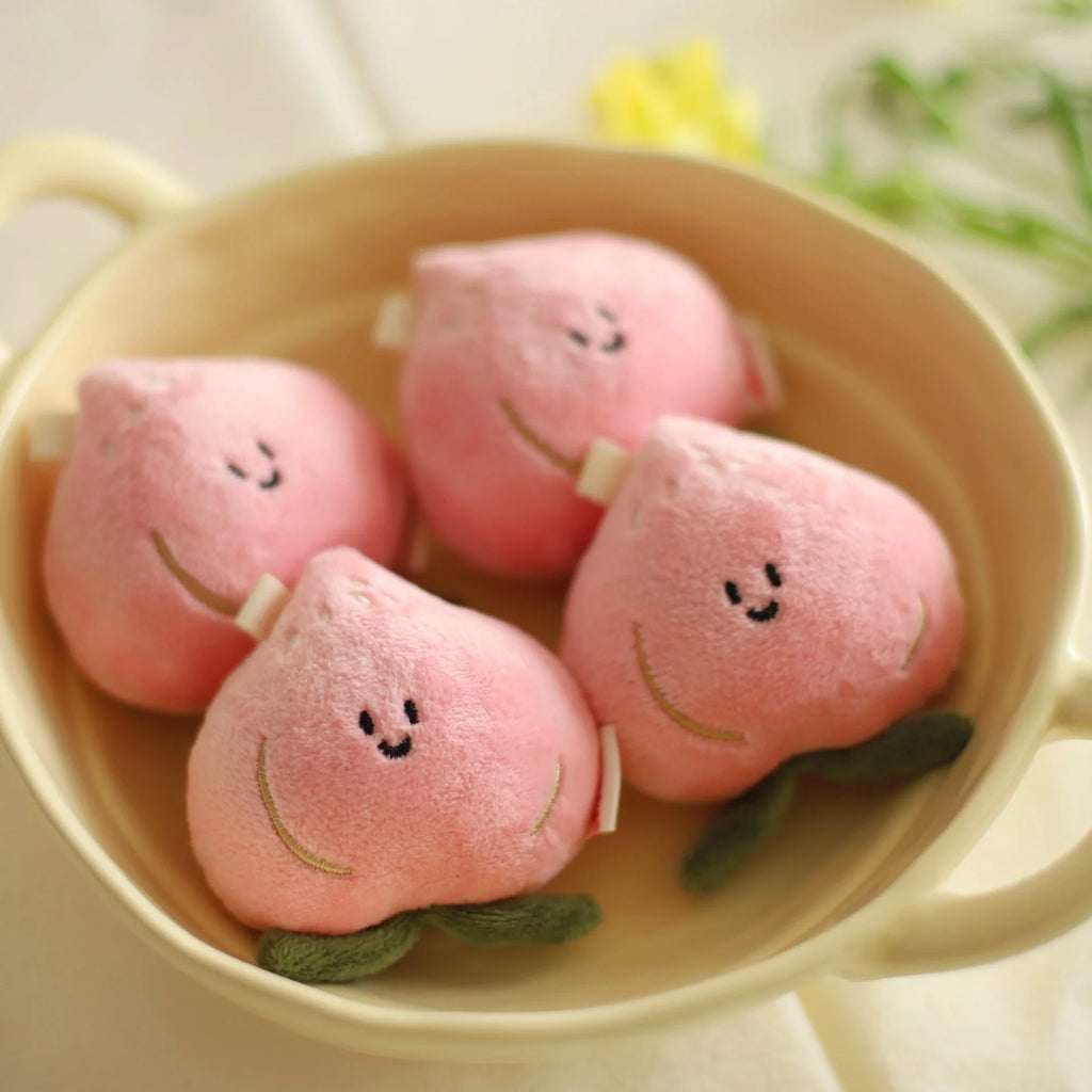 Peach Plush Bag Charm in Pink