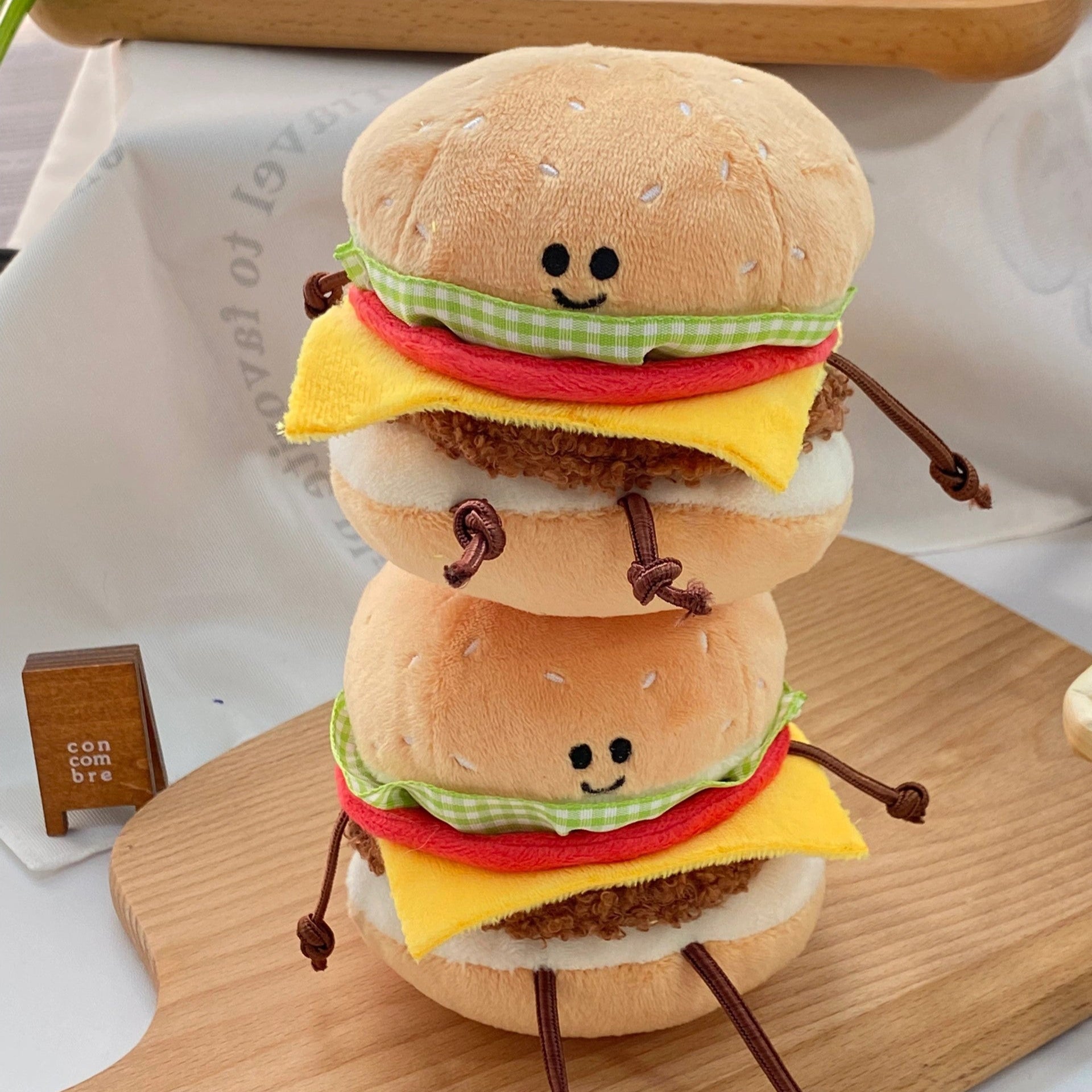 Burger Plush Toy with Clip